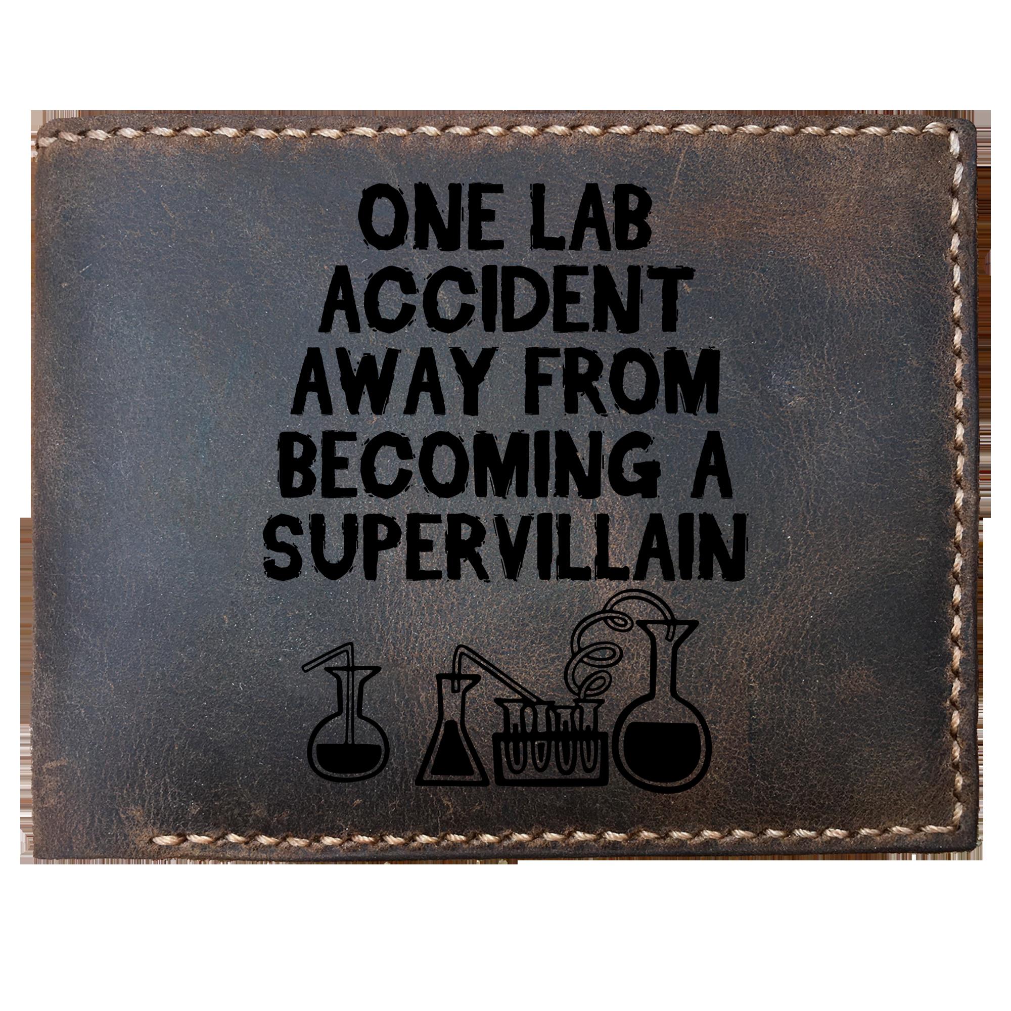 Skitongifts Funny Custom Laser Engraved Bifold Leather Wallet For Men, One Lab Accident Away From Becoming A Supervillan