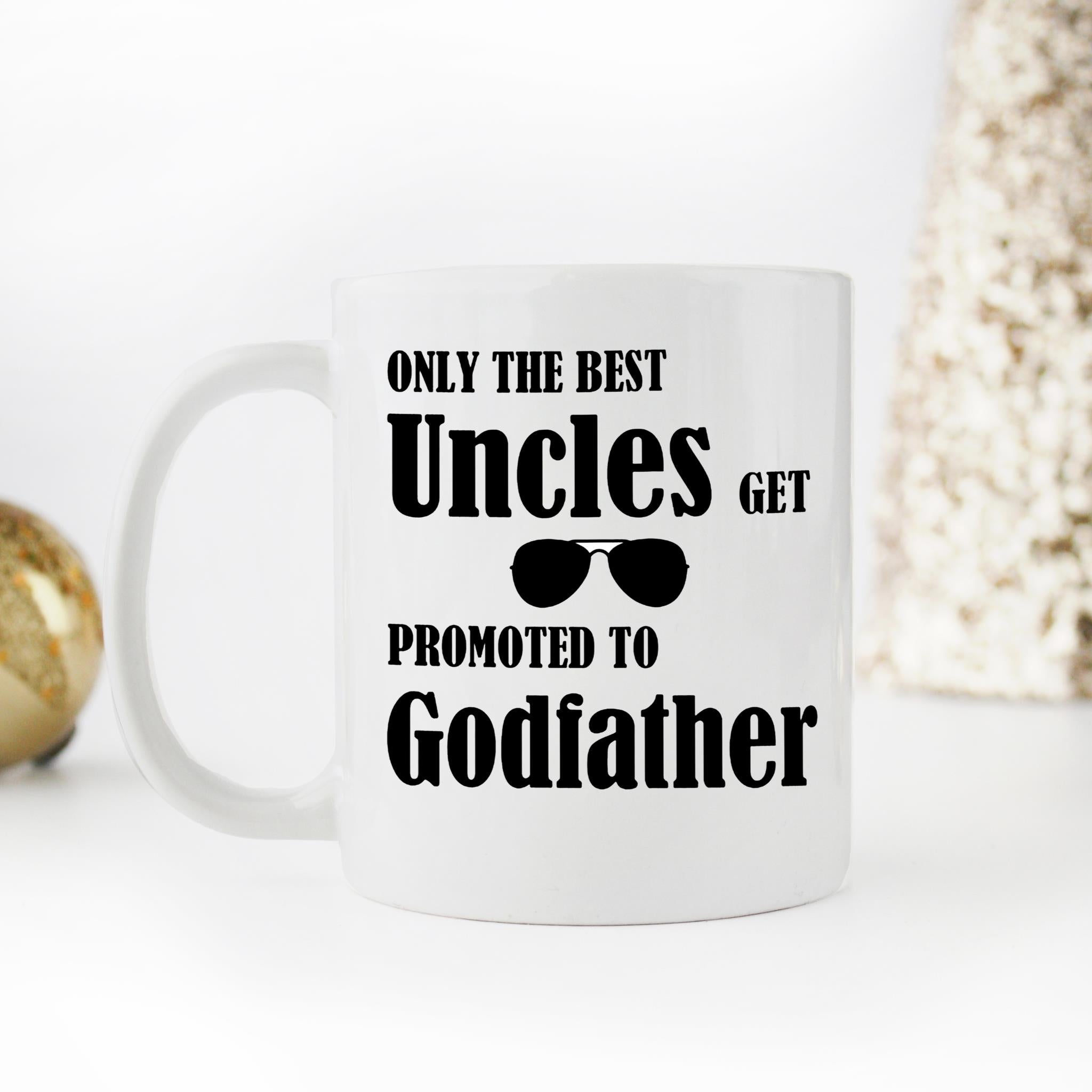 Skitongifts Funny Ceramic Novelty Coffee Mug Only The Best Uncles Get Promoted To Godfather Idea For Father Day ygLiSy3