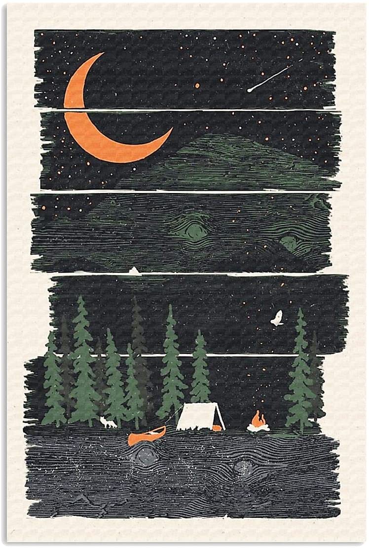 Orange Moon Dark Mountain Forest Adventure Camping Picnic Hobby