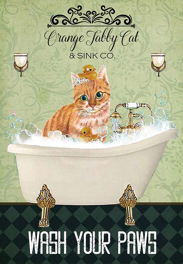 Orange Tabby Cat In Bathtub Bath Soap Established Wash Your Paws TT0909