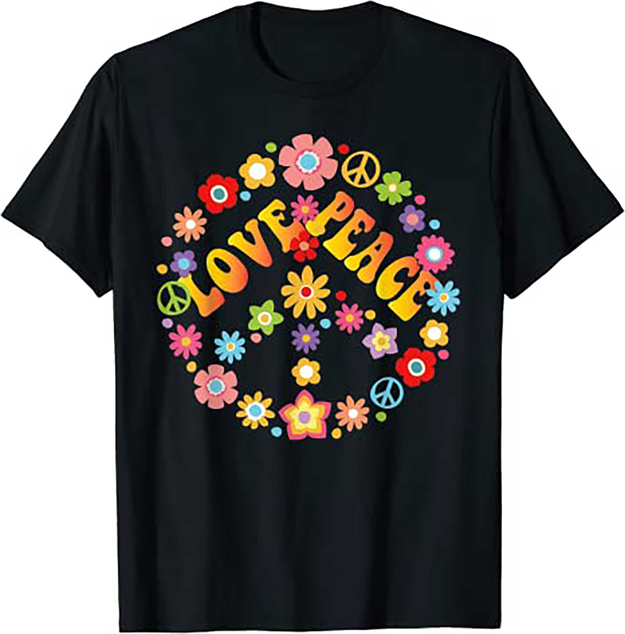 PEACE SIGN LOVE T Shirt 60s 70s Tie Dye Hippie Costume Shirt T Shirt