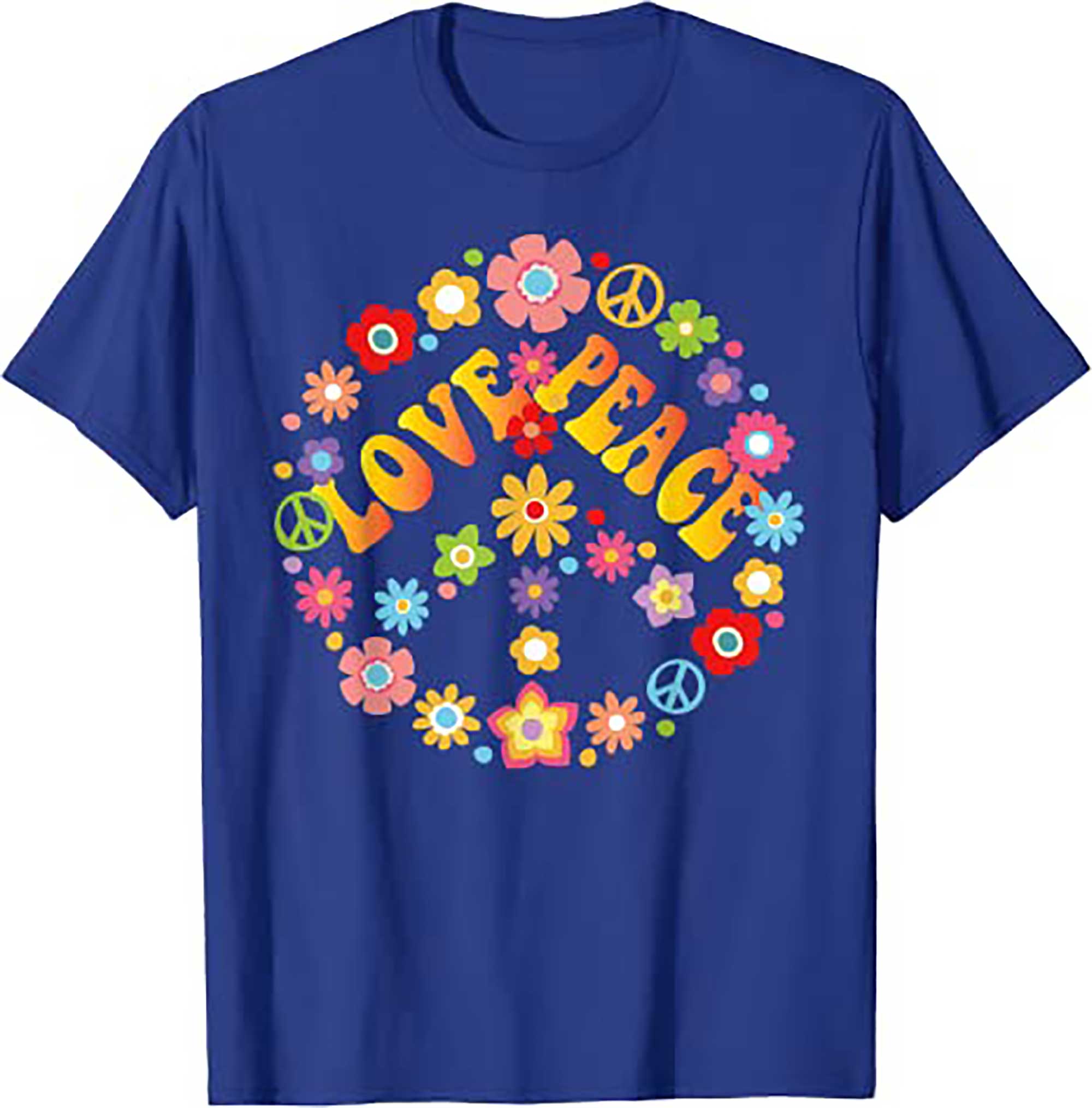 Skitongift PEACE SIGN LOVE T Shirt 60s 70s Tie Dye Hippie Costume Shirt T Shirt
