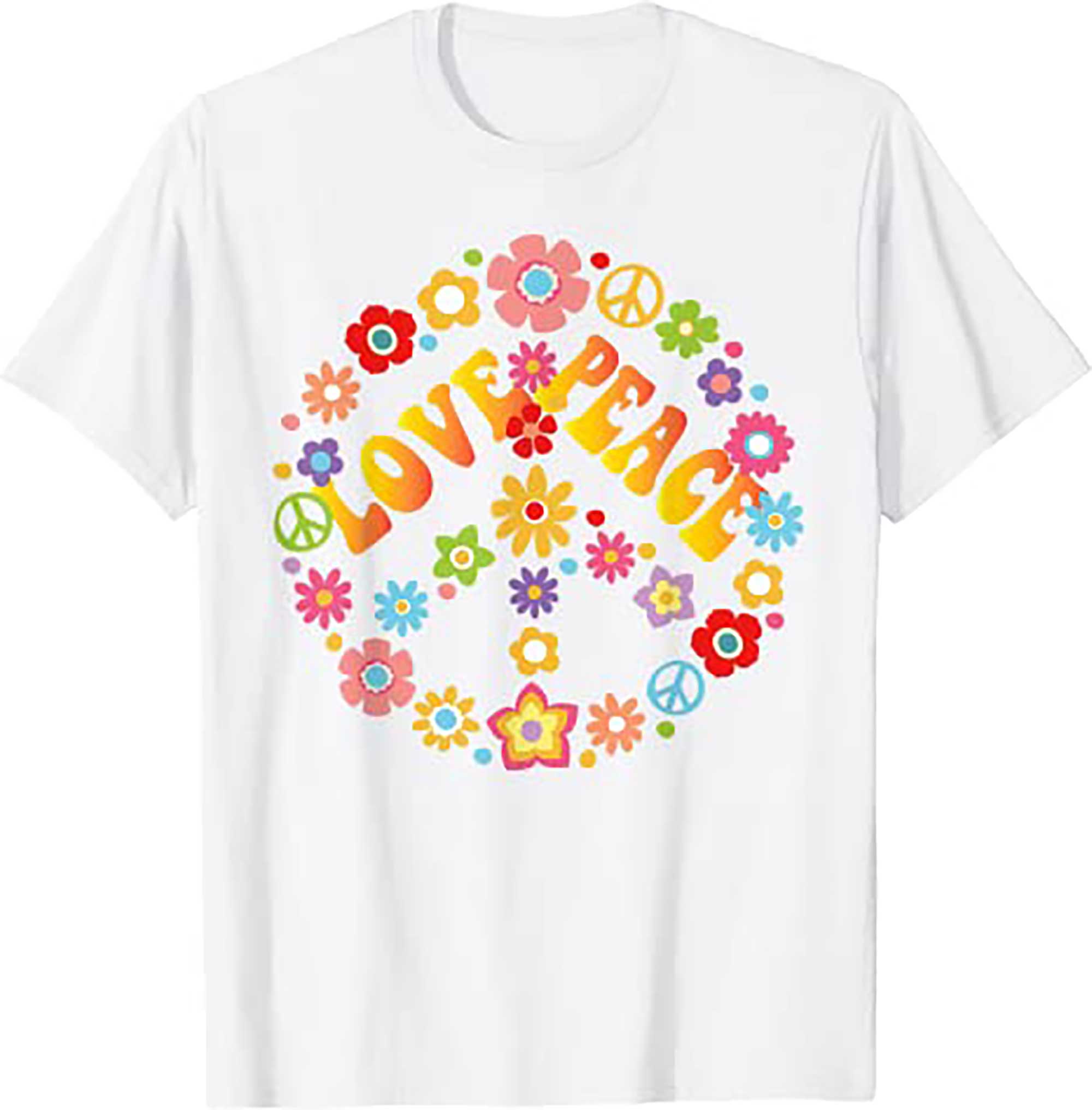 Skitongift PEACE SIGN LOVE T Shirt 60s 70s Tie Dye Hippie Costume Shirt T Shirt