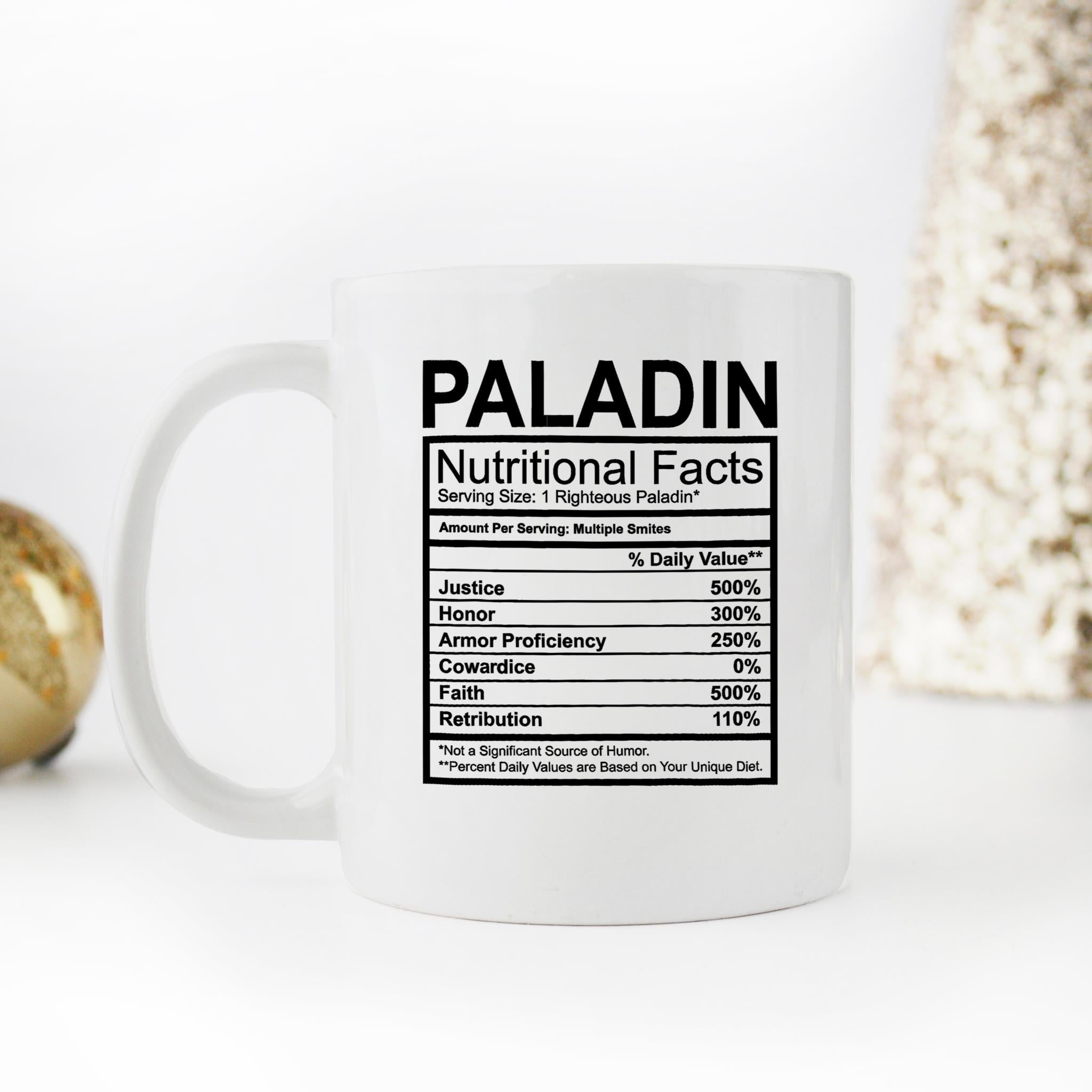 Skitongifts Funny Ceramic Novelty Coffee Mug Paladin Nutritional Facts xzGjwko