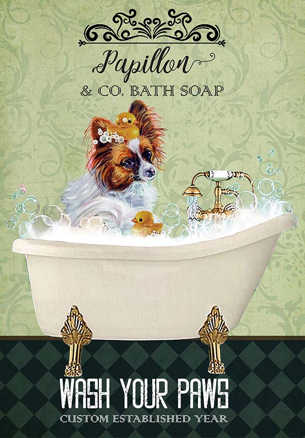 Papillon Dog In Bathtub Bath Soap Established Wash Your Paws TT0309