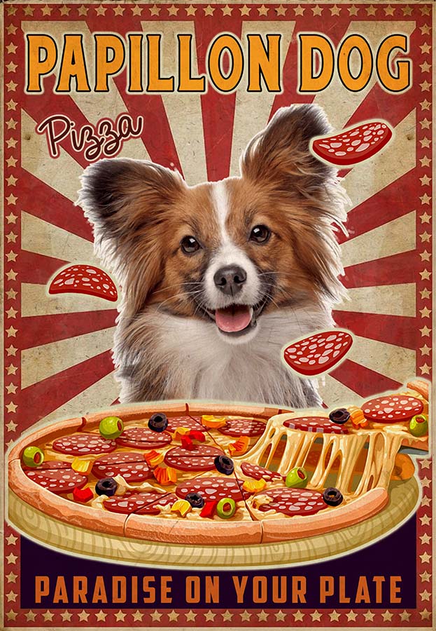 Papillon dog  - Pizza Paradise On Your Plate-MH2109