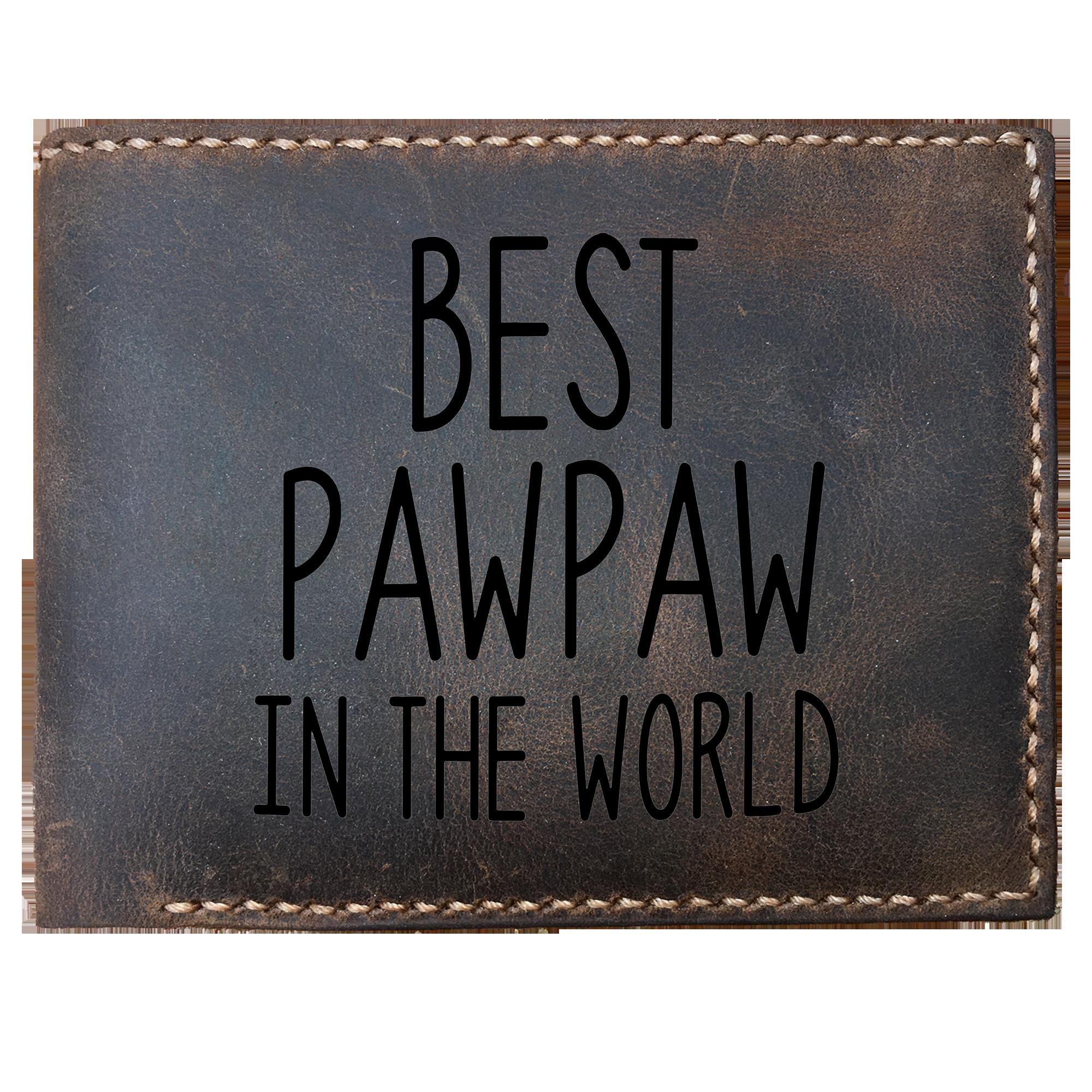 Skitongifts Funny Custom Laser Engraved Bifold Leather Wallet For Men, Pawpaw Idea From Grandchildren Best Pawpaw In The World