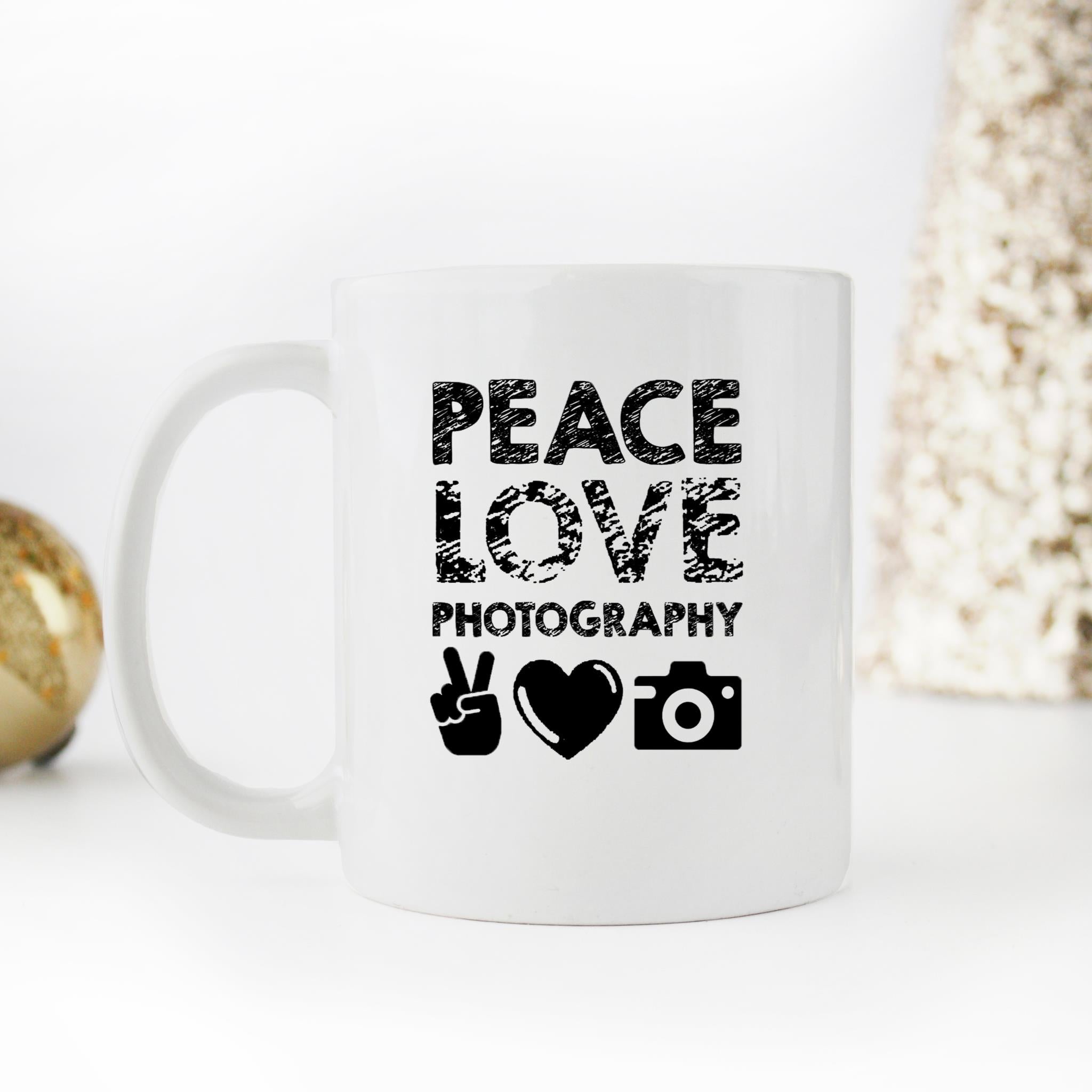 Skitongifts Funny Ceramic Novelty Coffee Mug Peace And Love And Photography ScWwAaS