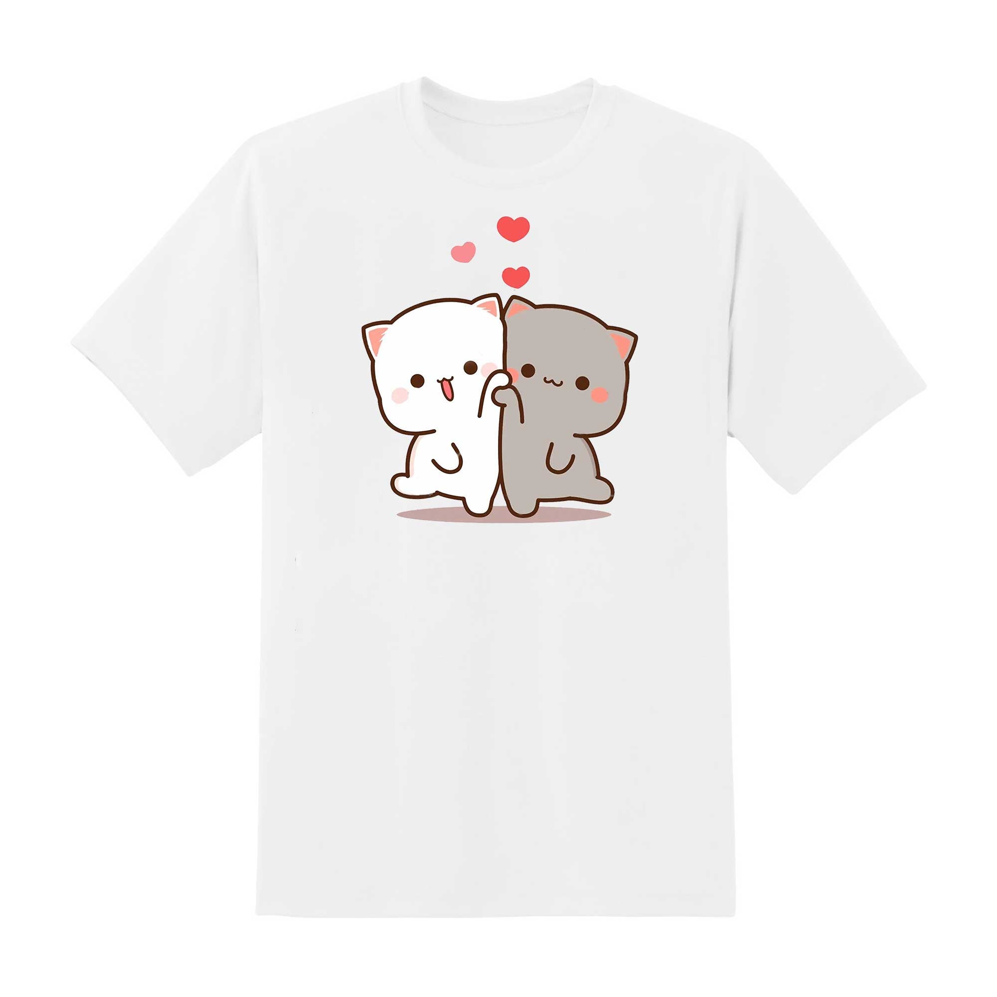 Skitongift-Peach-And-Goma-Mochi-Cat-Classic-T-Shirt-Funny-Shirts-Hoodie-Sweater-Short-Sleeve-Casual-Shirt