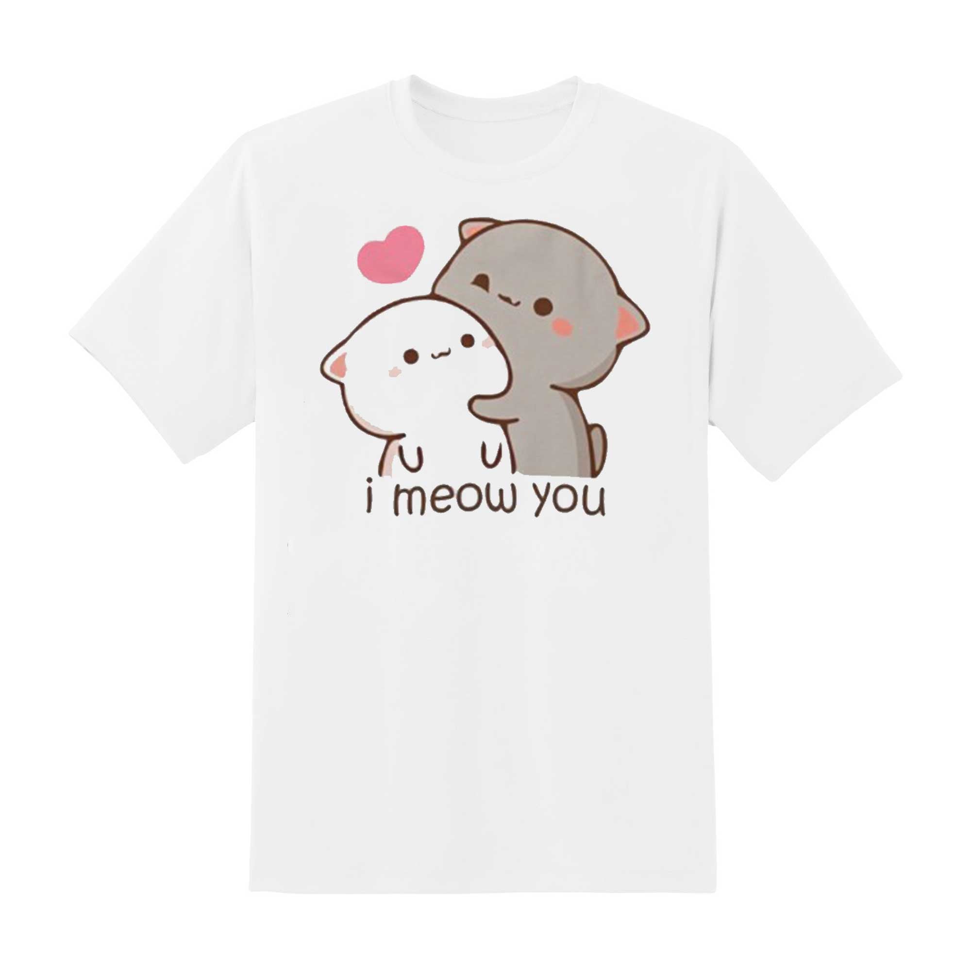Skitongift Peach And Goma Mochi Cat Classic T Shirt Funny Shirts Hoodie Sweater Short Sleeve Casual Shirt Regular Fit