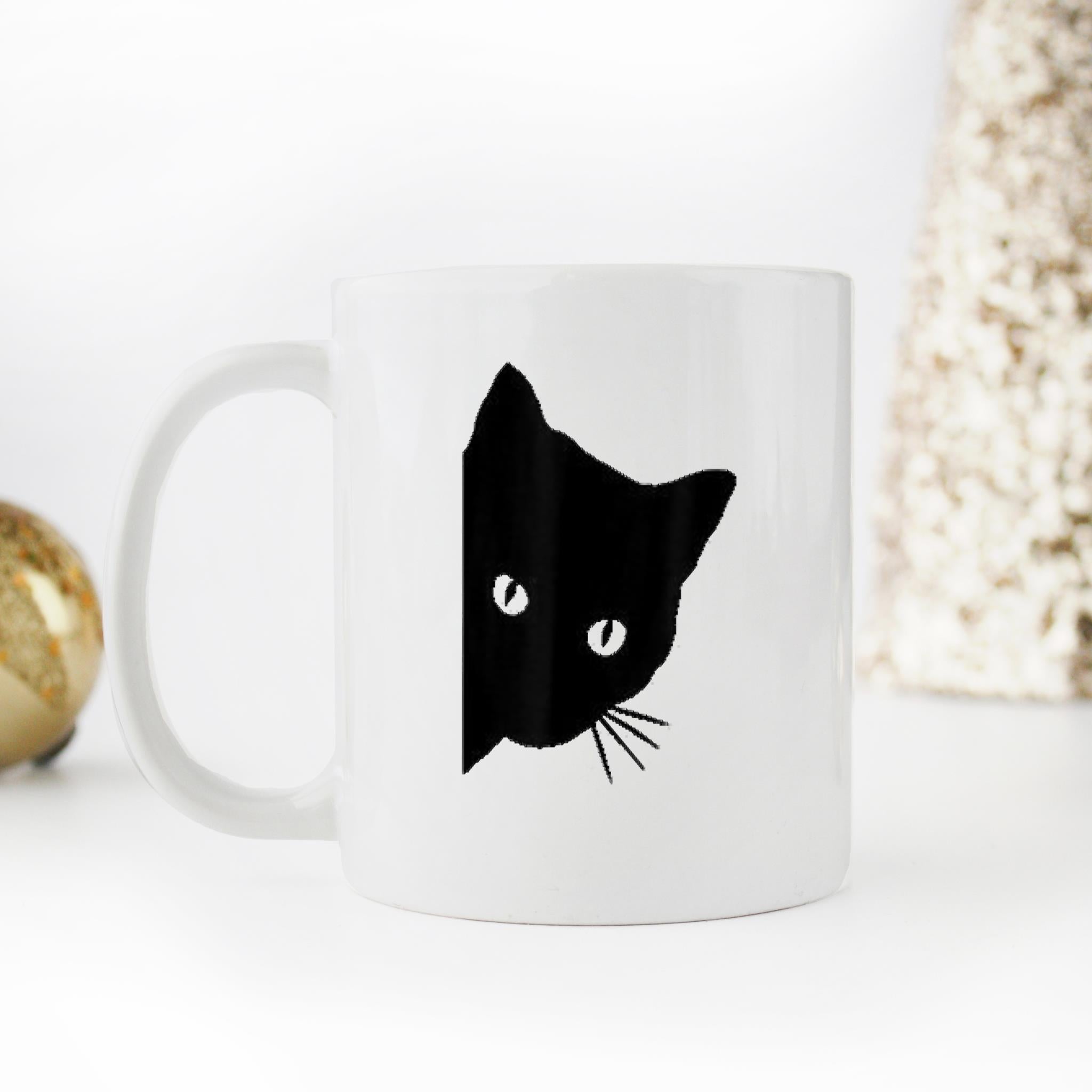 Skitongifts Funny Ceramic Novelty Coffee Mug Peeping Black Cat pqPaVq8