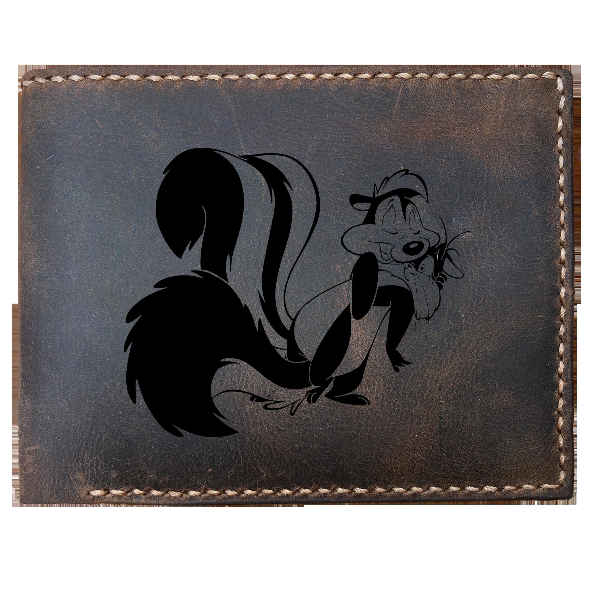 Skitongifts Funny Custom Laser Engraved Bifold Leather Wallet, Pepele Pew And Penelope Squirrel Classic Funny Best Or Souvenir Birthday