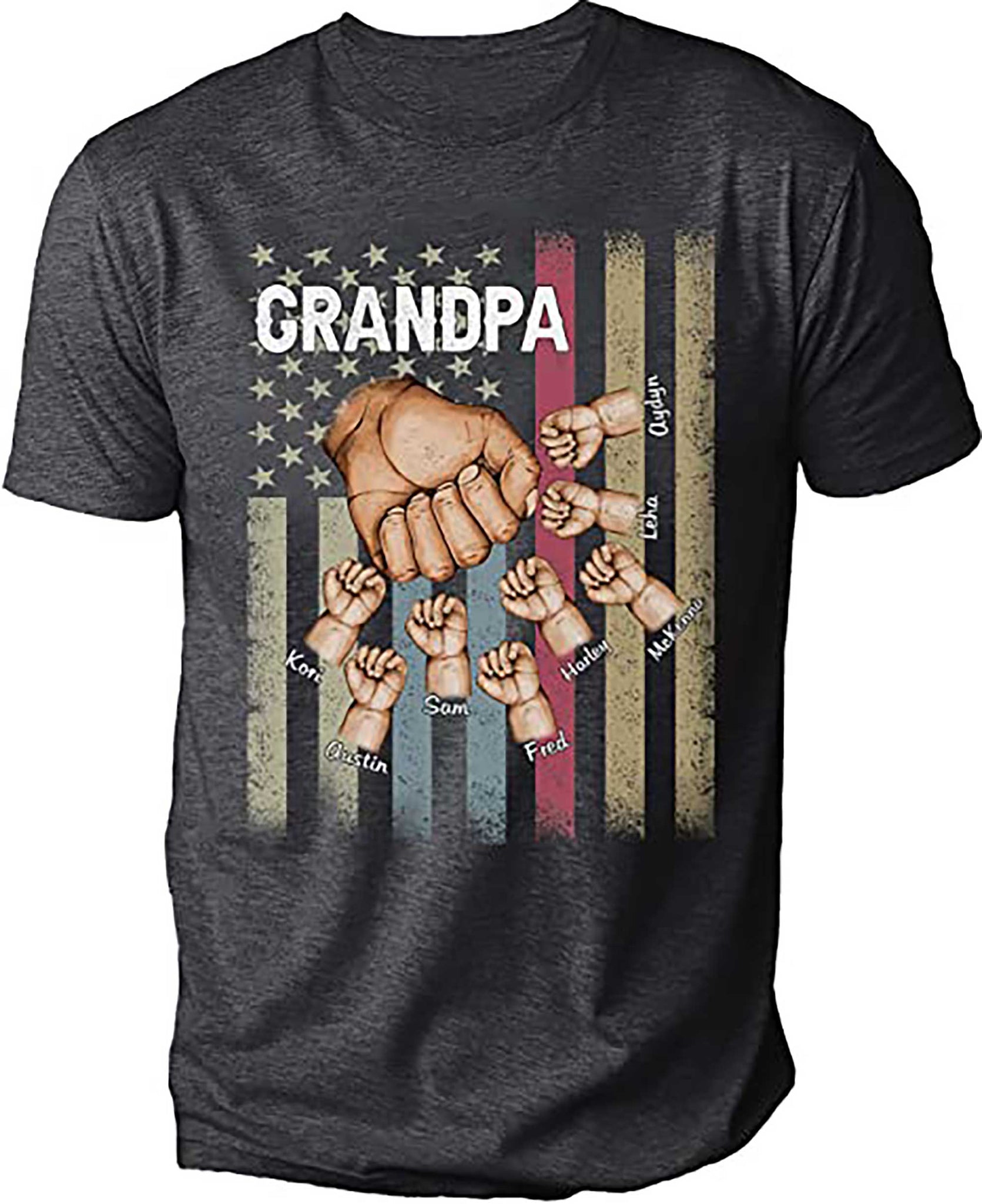 Skitongift Personalized Grandpa Papa Dad Grandkids With Name Shirt, Custom Papa Daddy Gifts, Fathers Day Grandpa Pops Gifts