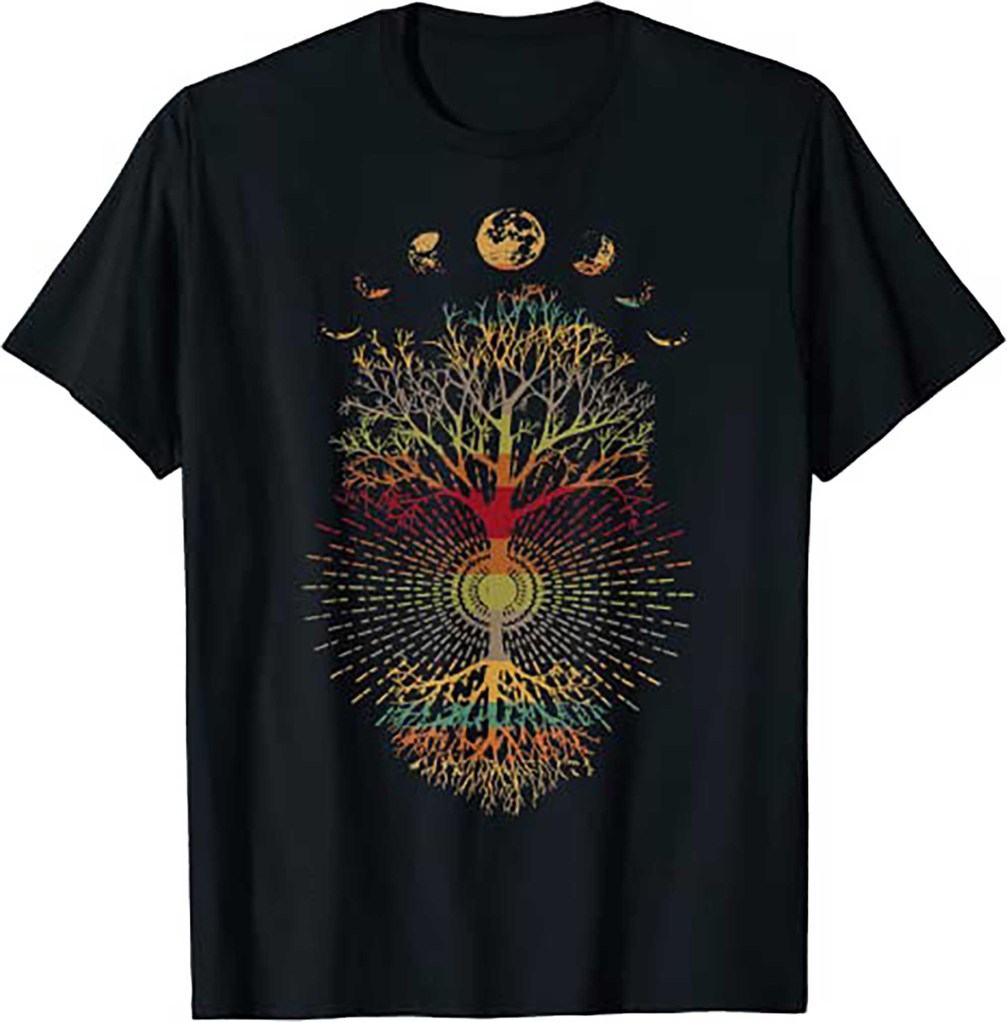 Skitongifts Phases Of The Moon Retro 60s 70s Vibe Tree Of Life T Shirt