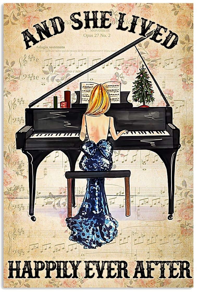 Piano Girl She Lived Happily Ever After Woman In Blue Dress Hobby Vintage
