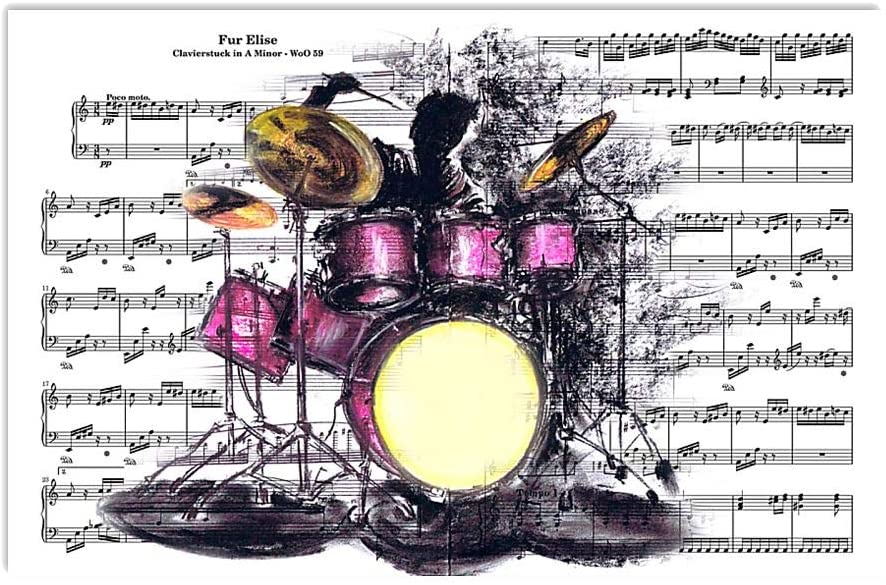 Pink Purple Drum Musical Hobby Sketch