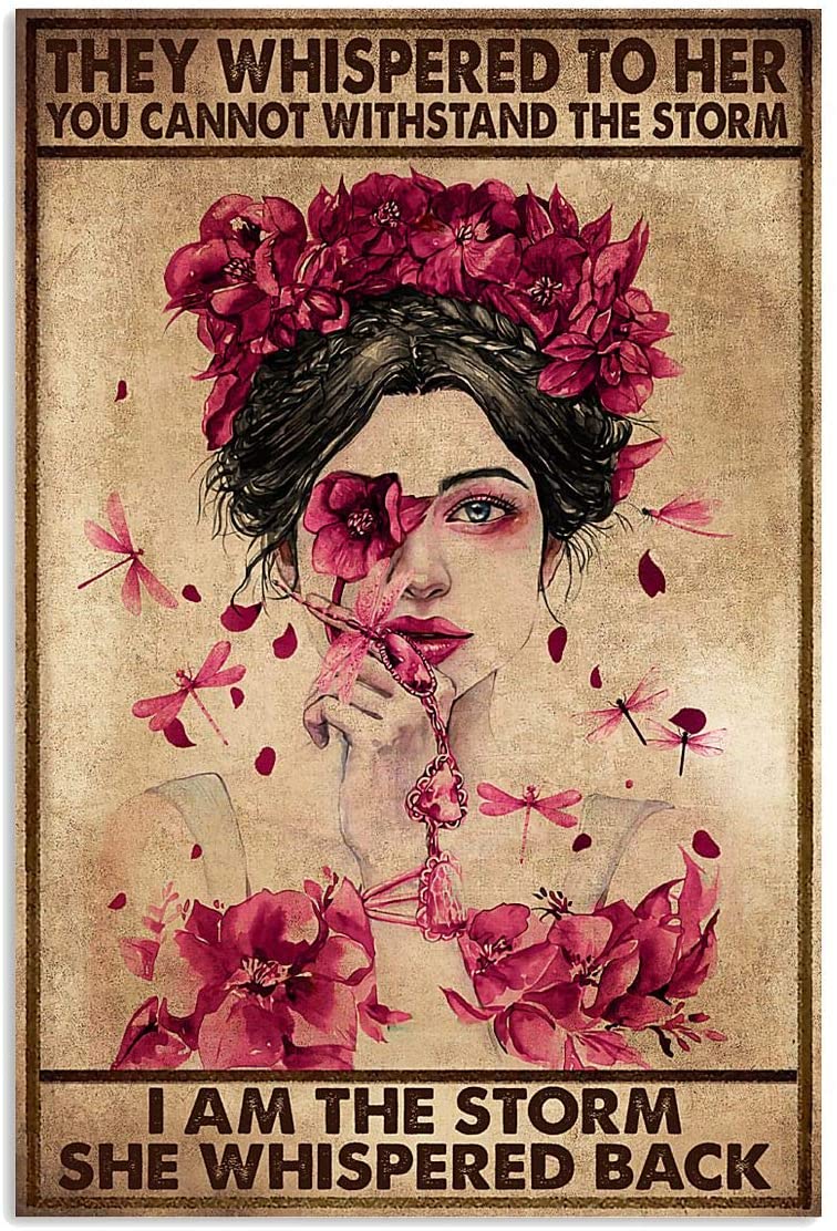 Pink Purple Flower Dragonfly Girl Portrait They Whispered To Her Proud Quote