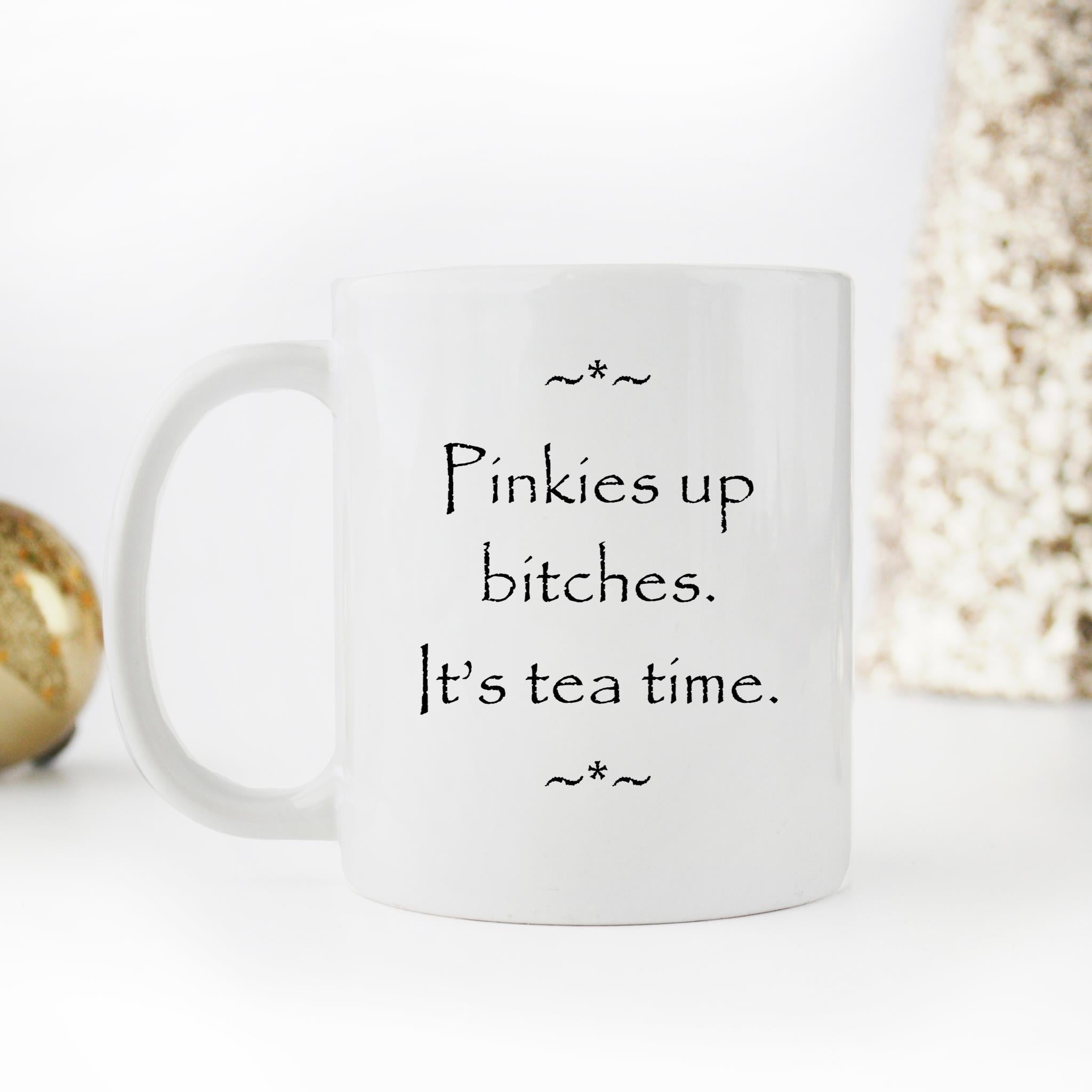 Skitongifts Funny Ceramic Novelty Coffee Mug Pinkies Up Bitches. It's Tea Time L92u2vo