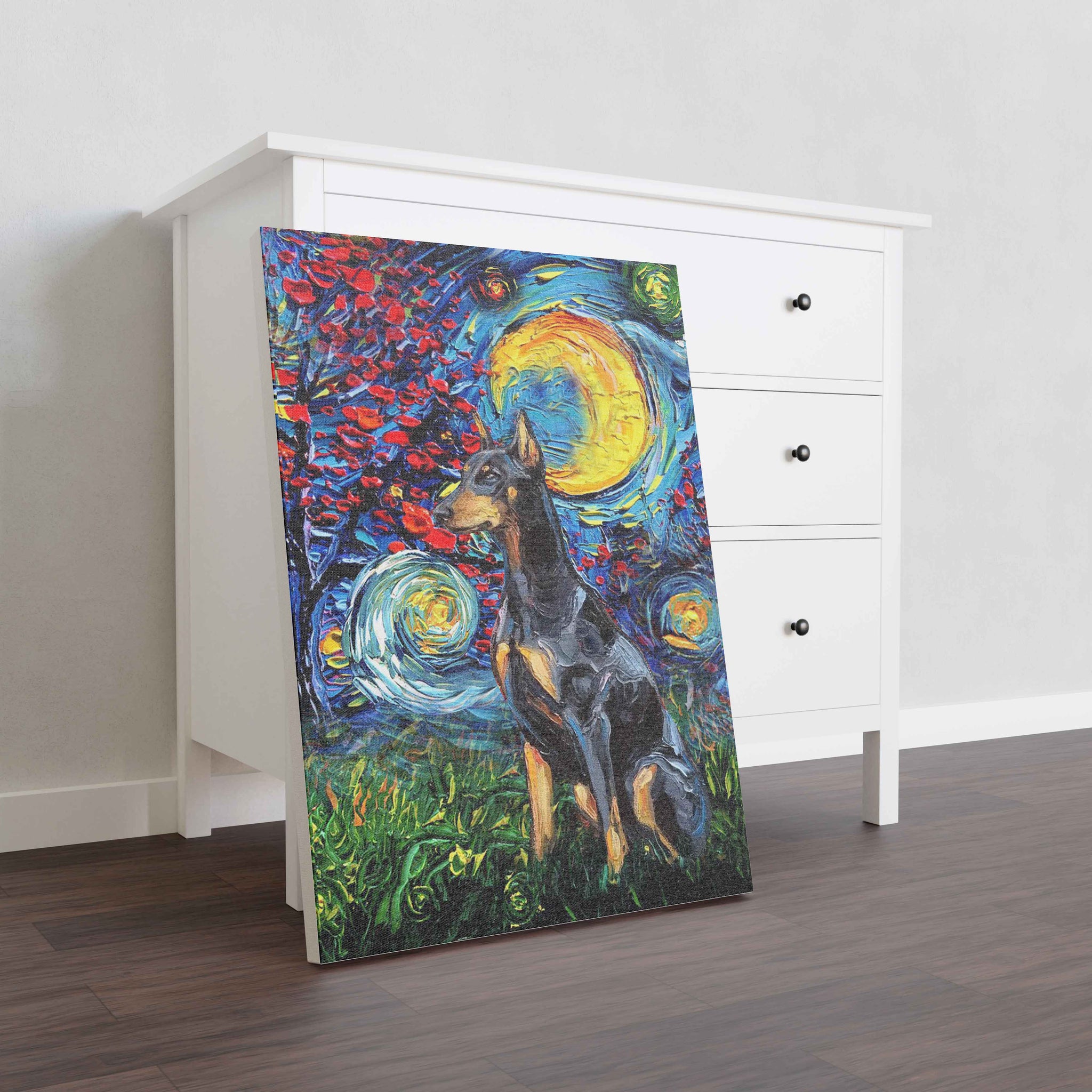 Skitongifts Poster No Frame, Wall Art, Home Decor Pinscher Dog Starry Night Style Halloween-TT1008
