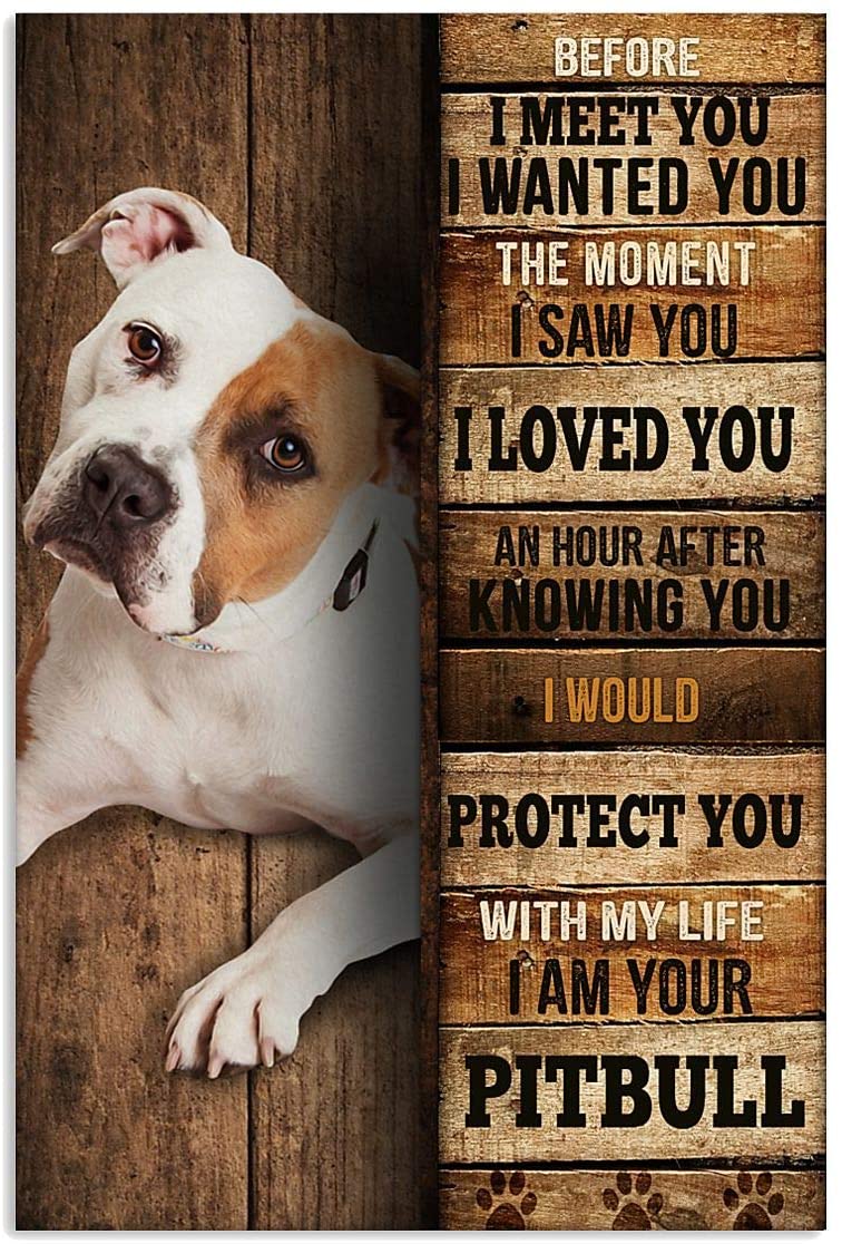 Pitbull Dog Pet Love Quote Wood Pattern