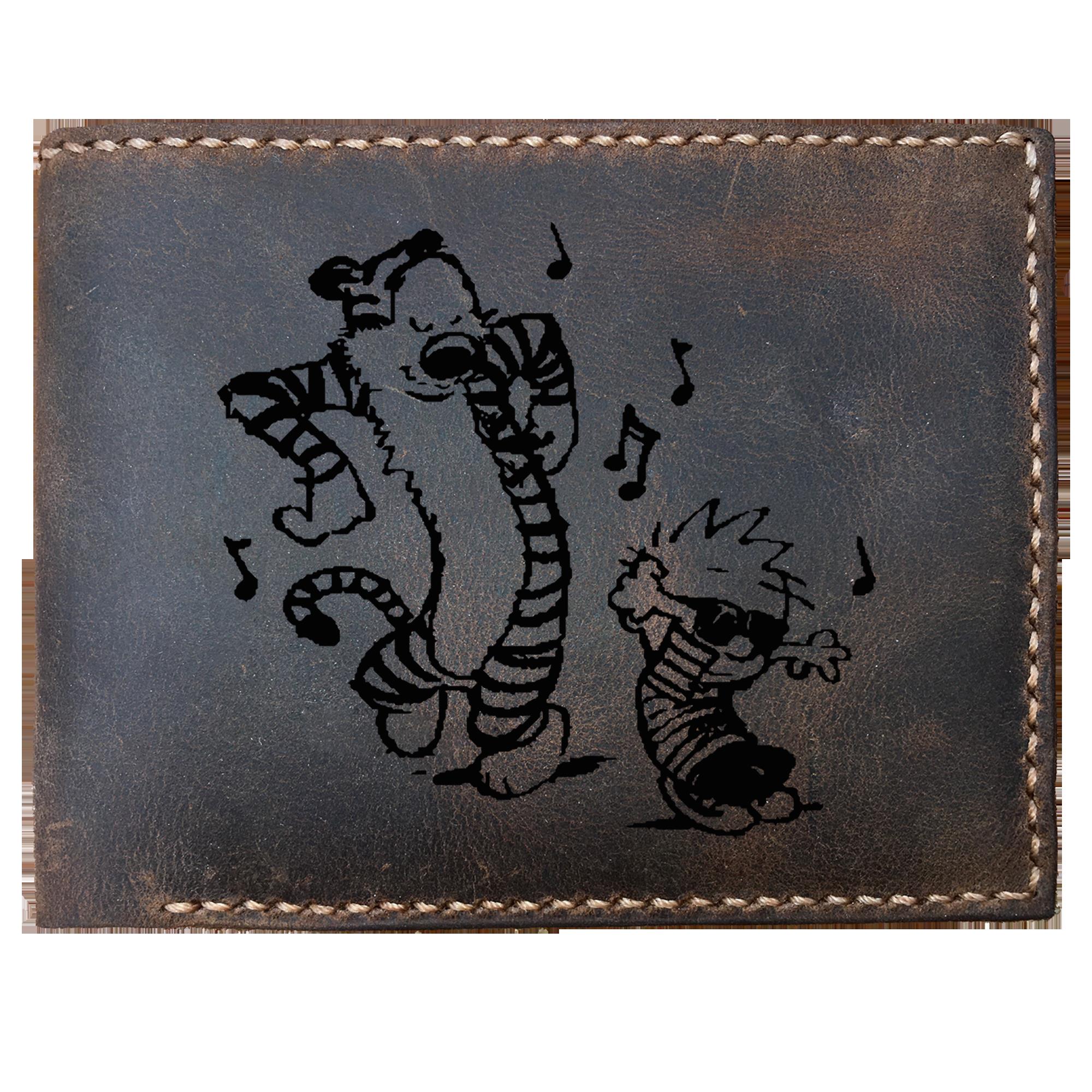 Skitongifts Funny Custom Laser Engraved Bifold Leather Wallet For Men, Playing Dance