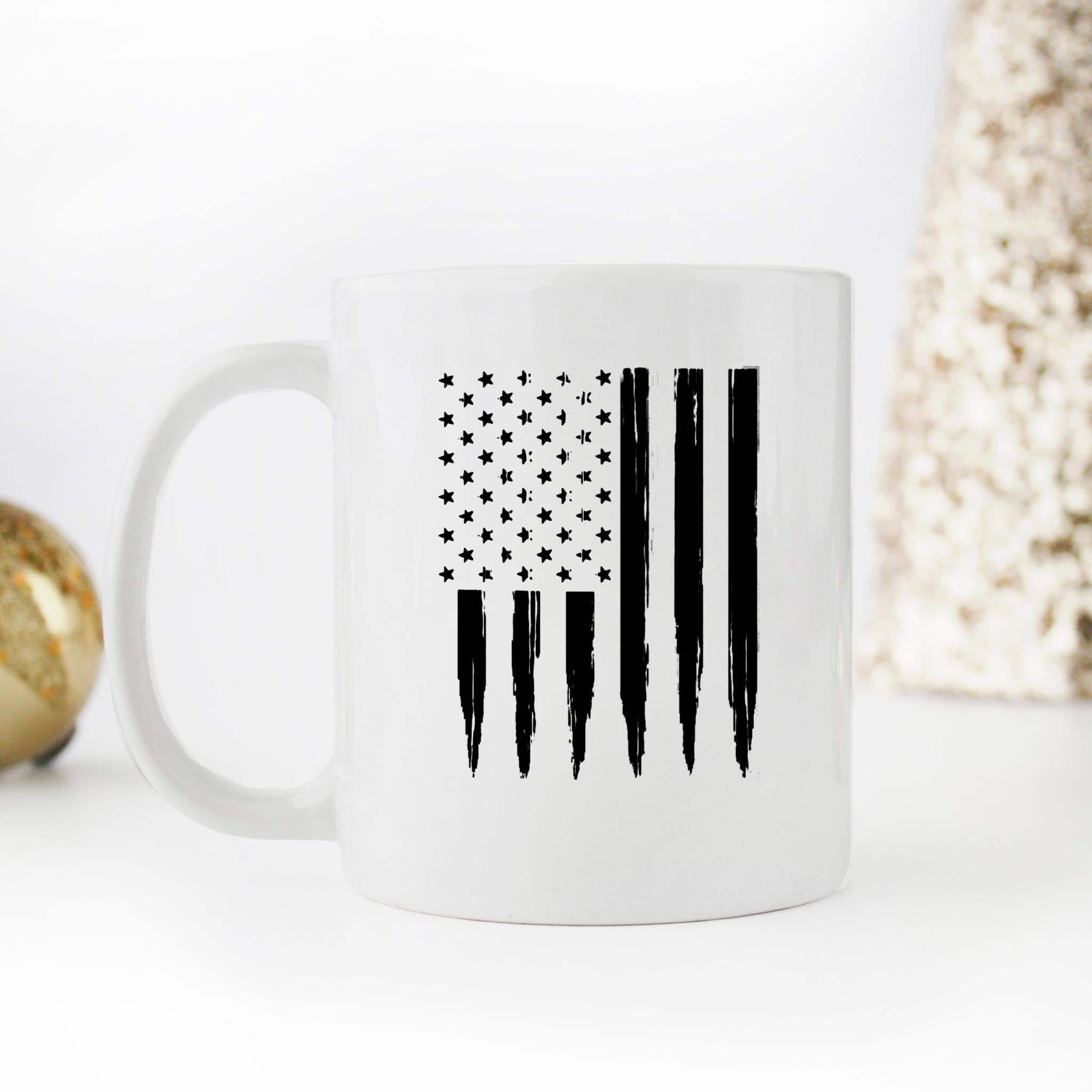 Skitongifts Funny Ceramic Novelty Coffee Mug Police Thin Blue Line Flag Vertical 1SHH5tg