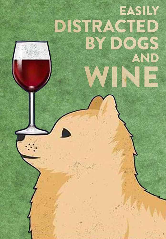 Pomeranian Easily Distracted By Dogs And Wine-TT2708