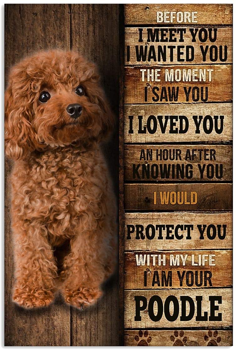 Poodle Dog Dog Pet Love Quote Wood Pattern