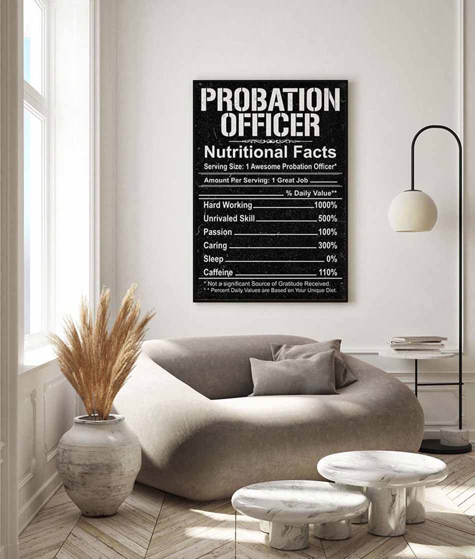 Skitongifts Wall Decoration, Home Decor, Decoration Room Probation Officer Probation Officer Nutritional Facts Label Chalkboard Motivational-MH2008
