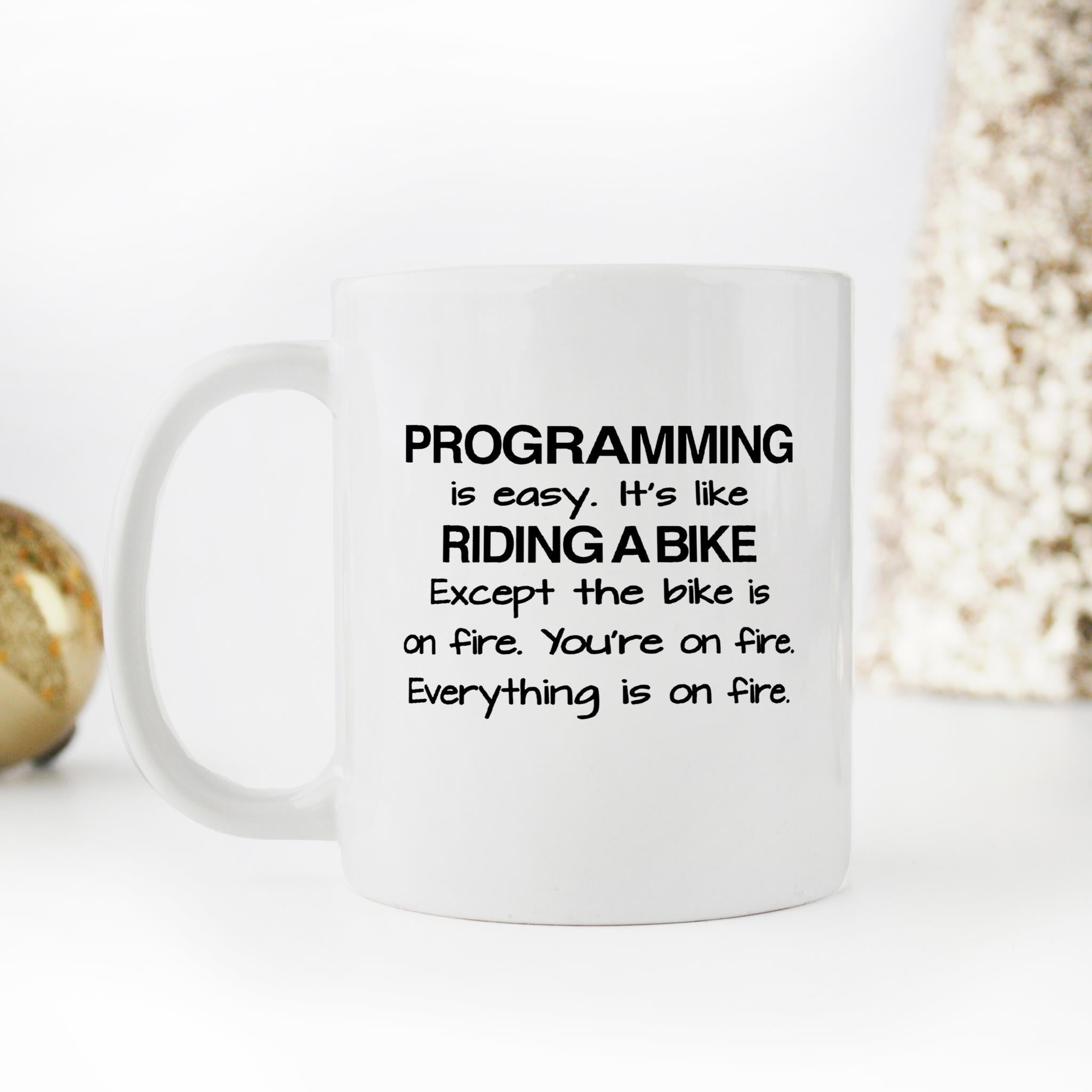 Skitongifts Funny Ceramic Novelty Coffee Mug Programming Like Riding A Bike Funny Birthday For Coder Elr7hFM