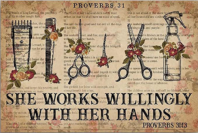 Proverbs 31 She Works Willingly With Her Hands Barber Jobs Landscape Posters
