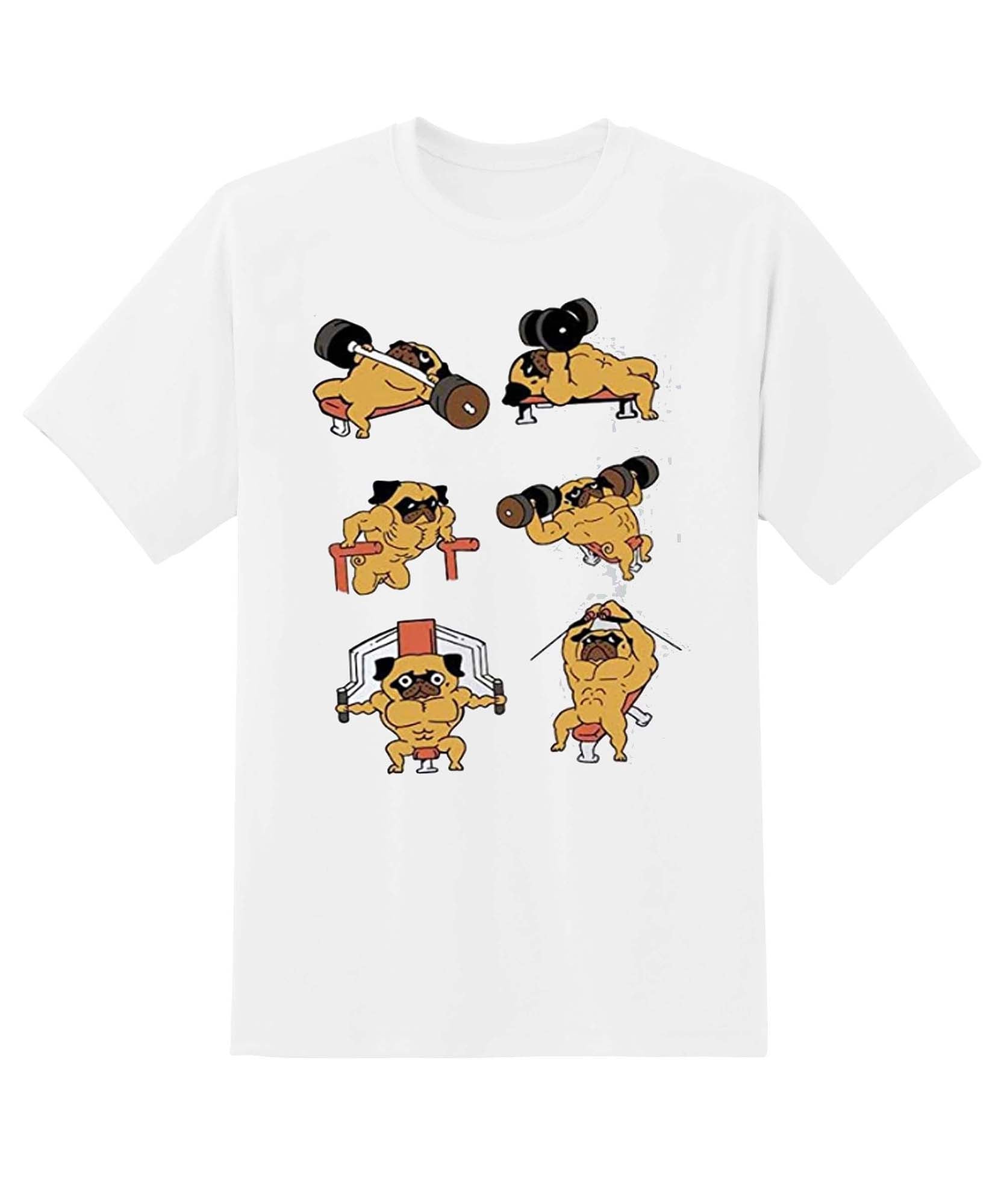 Skitongift Pug Dog Body Building Muscle Pug Dog Funny Shirts Hoodie Sweater Short Sleeve Casual Shirt