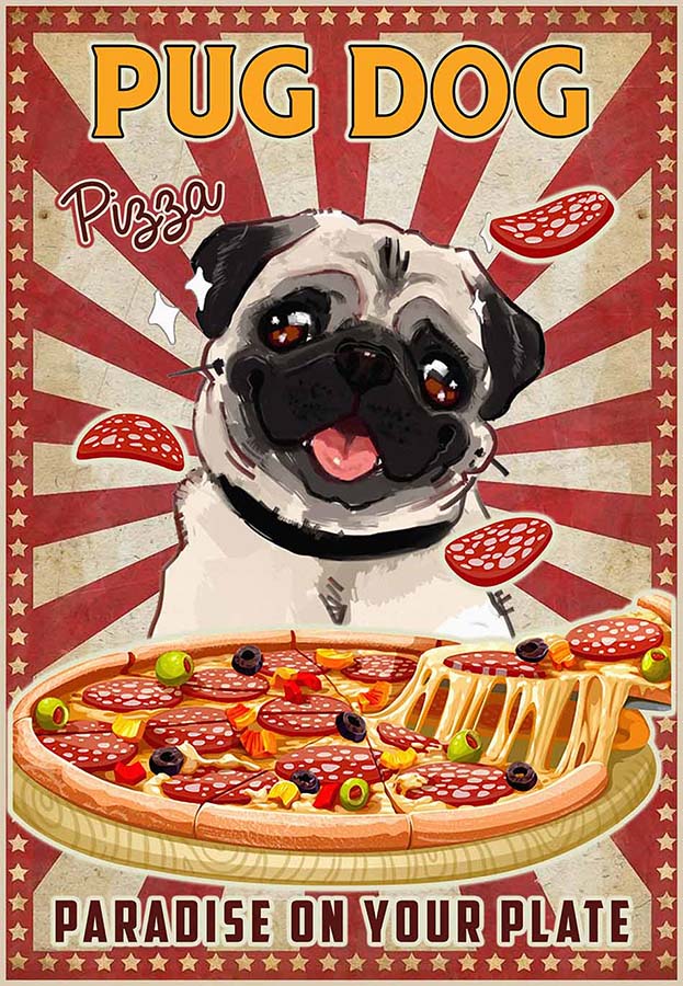 Pug Dog Pizza Paradise On Your Plate MH0809