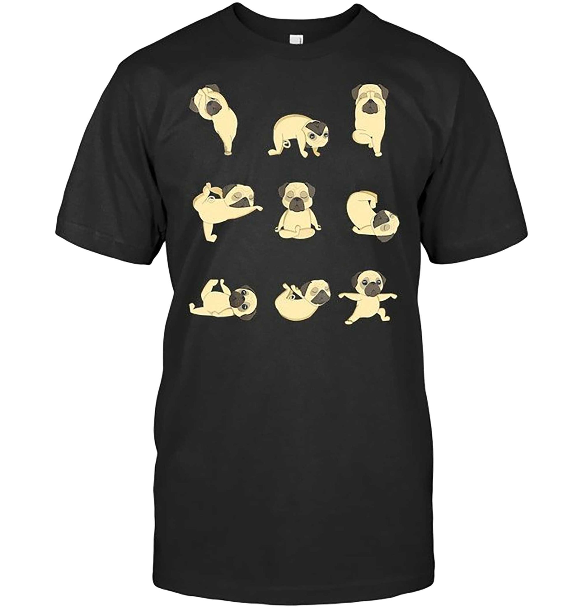 Skitongift-Pug-Yoga-Positions-Funny-Shirts-Hoodie-Sweater-Short-Sleeve-Casual-Shirt