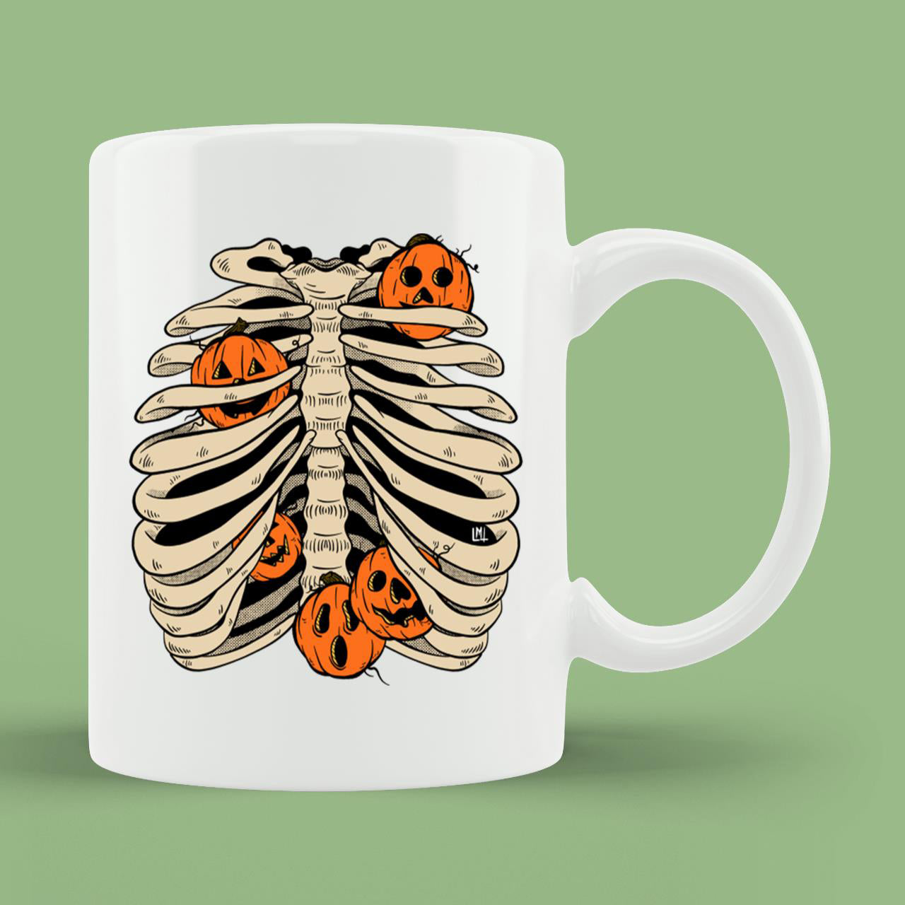 Skitongift Ceramic Novelty Coffee Mug Pumpkin Guts Mug