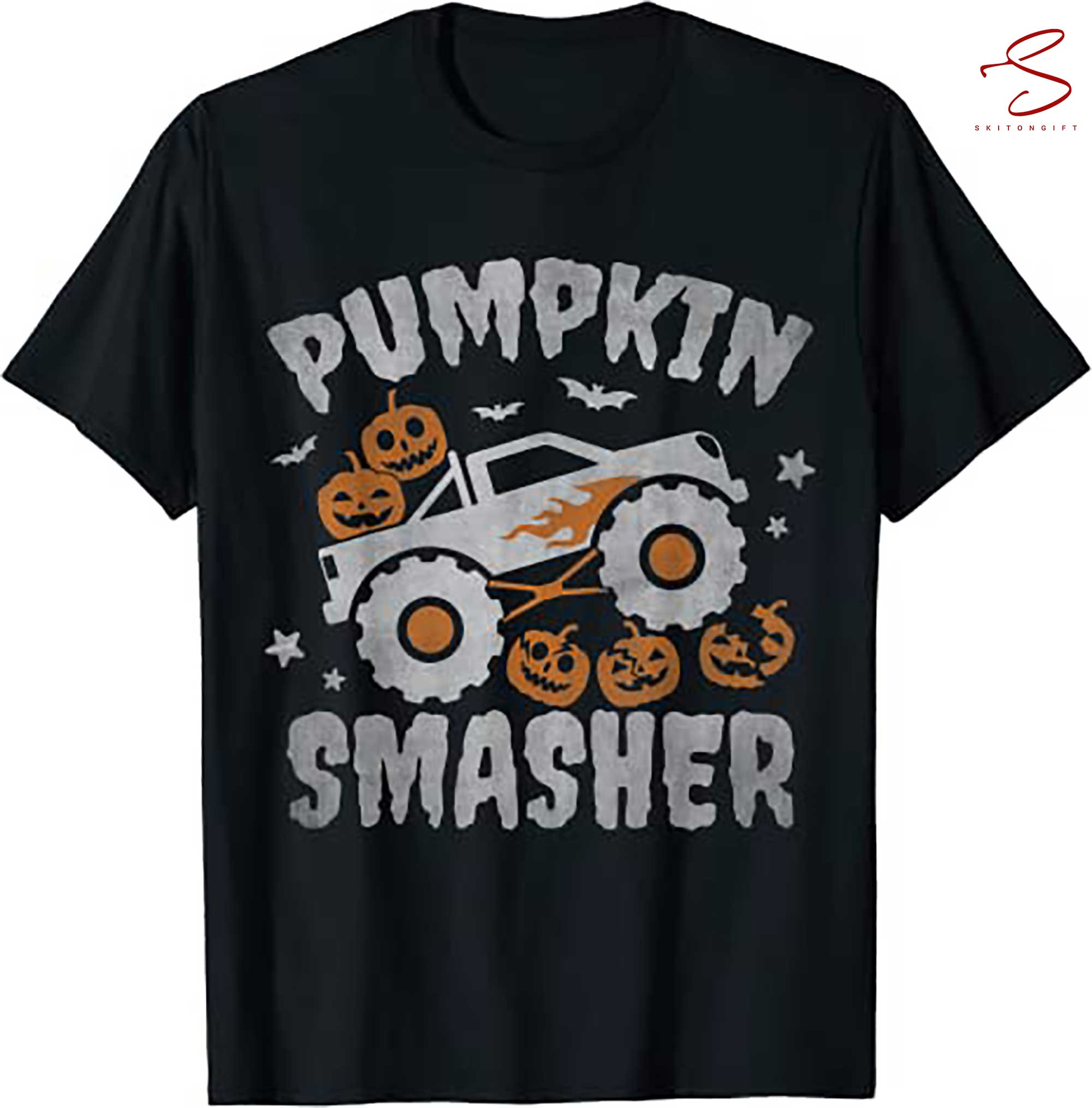 Skitongift Pumpkin Smasher Toddler Halloween For Monster Truck Lover T Shirt