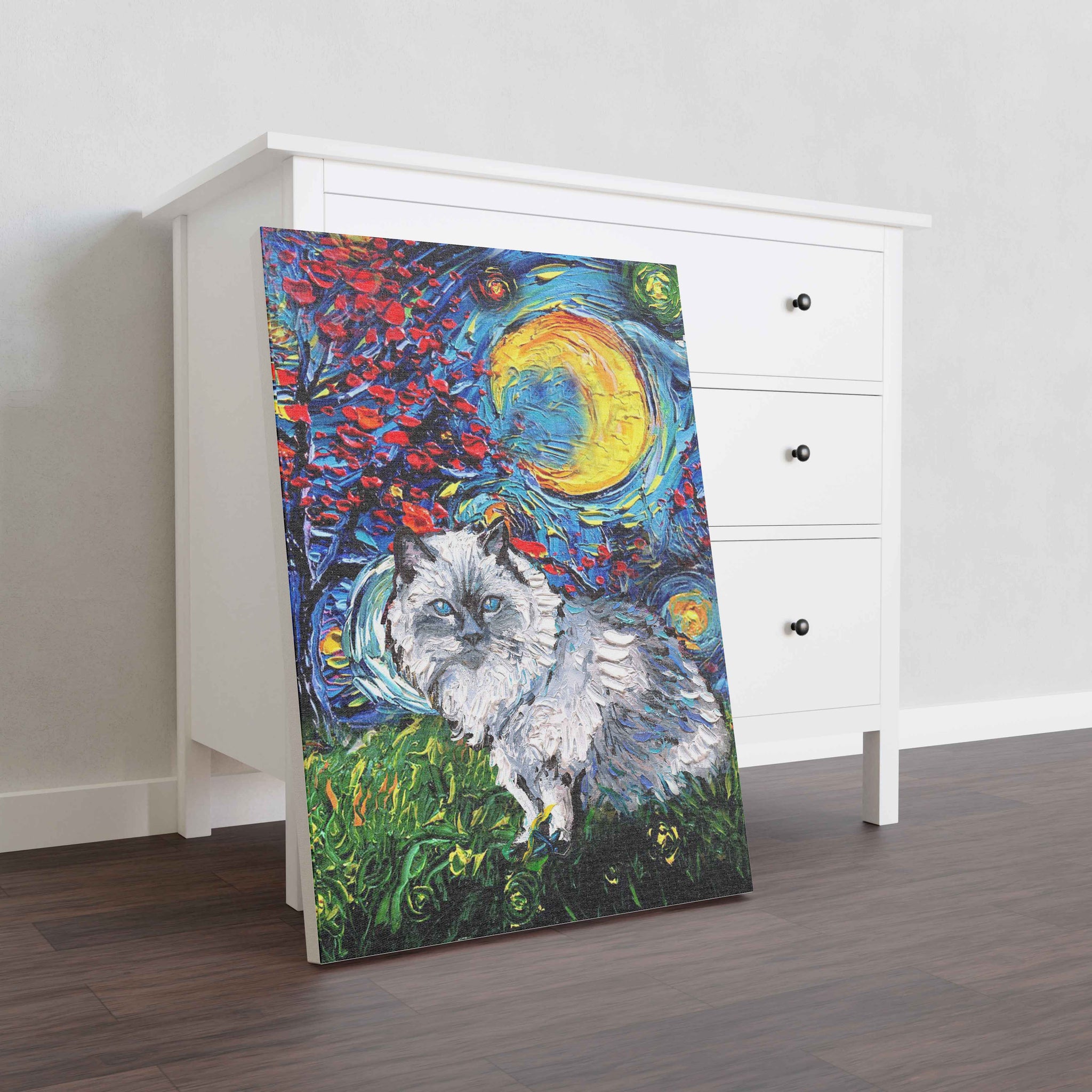 Skitongifts Poster No Frame, Wall Art, Home Decor Ragdoll Cat Starry Night Style Halloween-TT1008