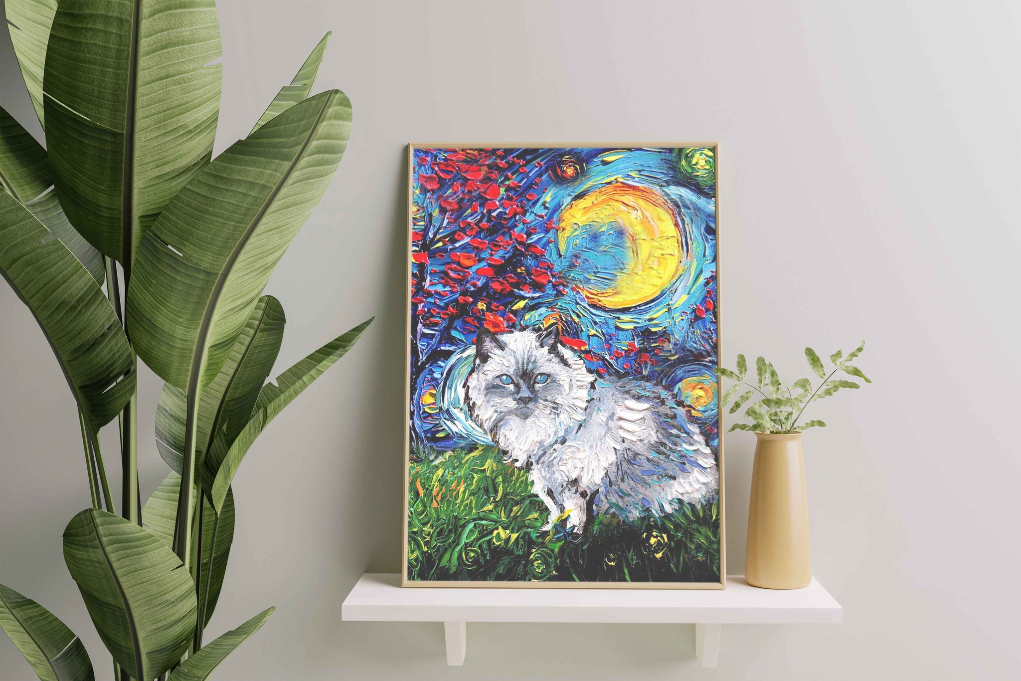 Skitongifts Poster No Frame, Wall Art, Home Decor Ragdoll Cat Starry Night Style Halloween-TT1008