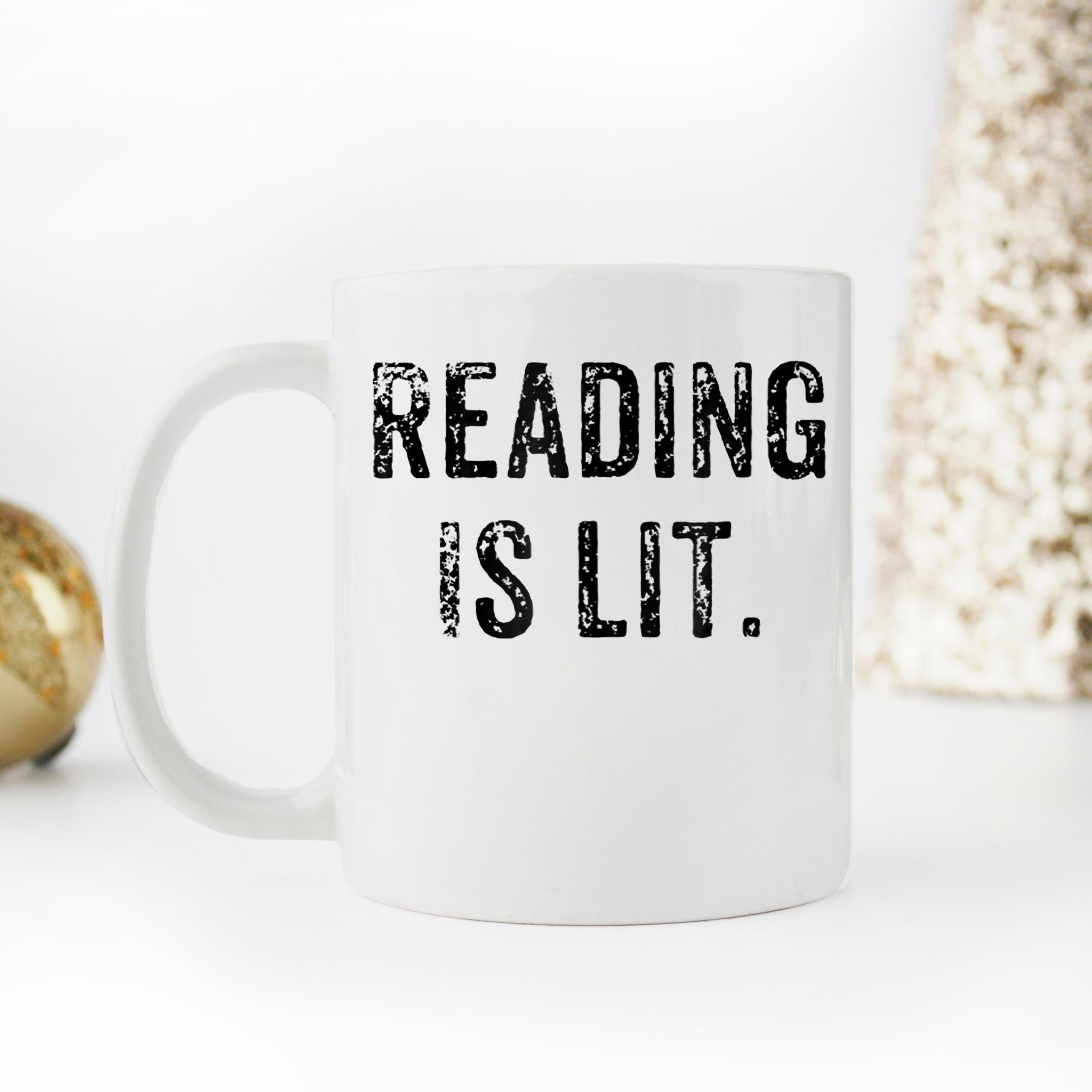 Skitongifts Funny Ceramic Novelty Coffee Mug Reading Is Lit SXNeCDy