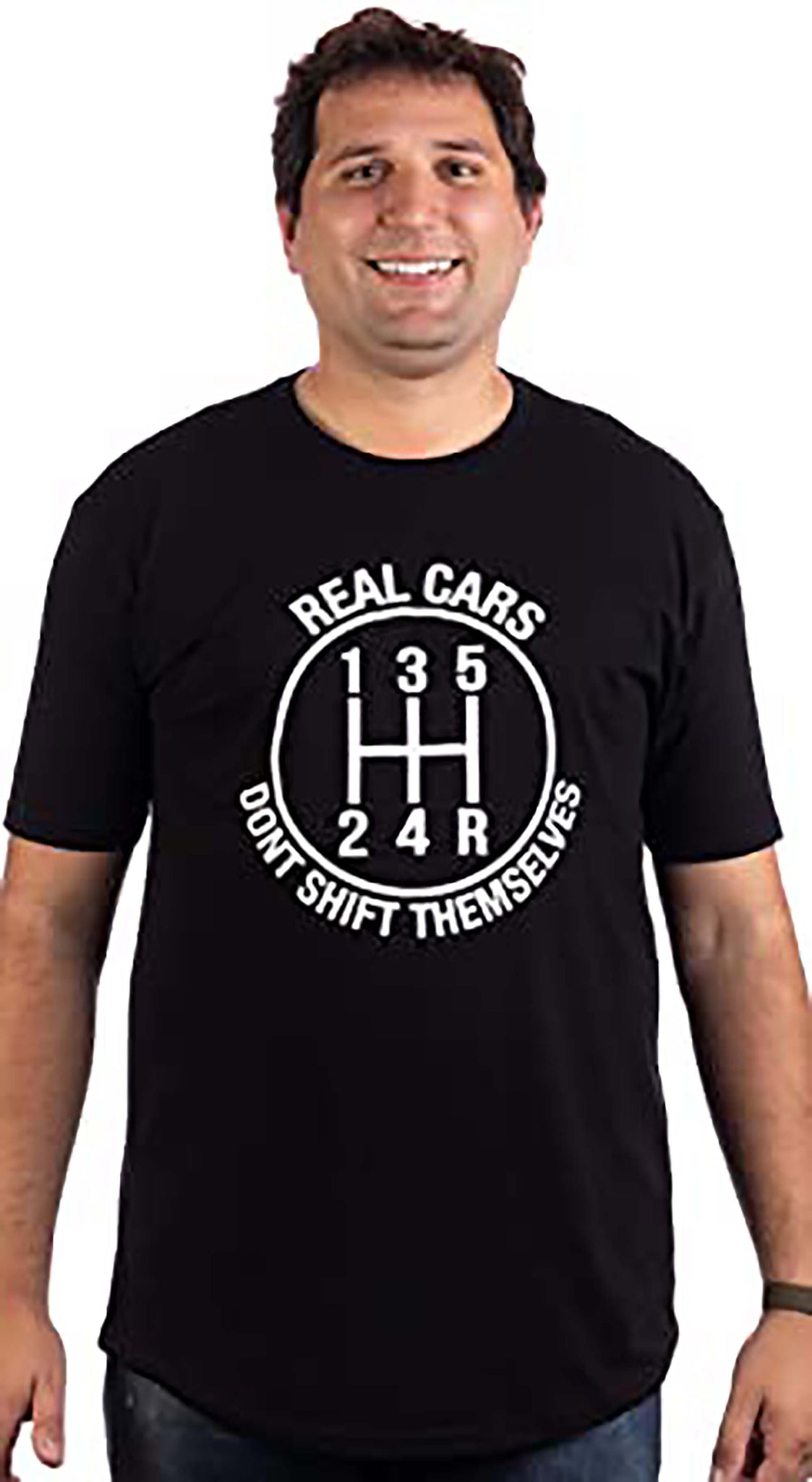 Real Cars Dont Shift Themselves Funny Auto Racing Mechanic Manual T-Shirt-Black