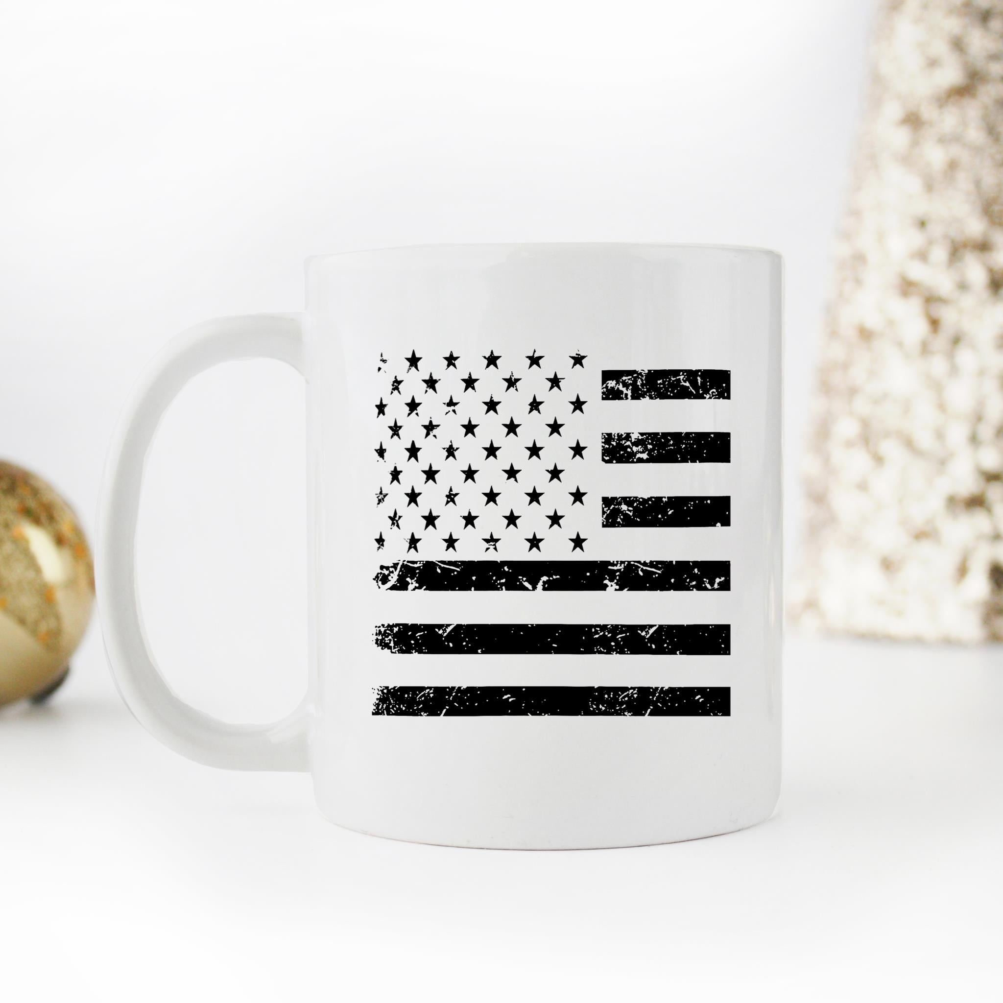 Skitongifts Funny Ceramic Novelty Coffee Mug Red Lives Matter Fire Department American Flag Stars Stripes WW2JftI