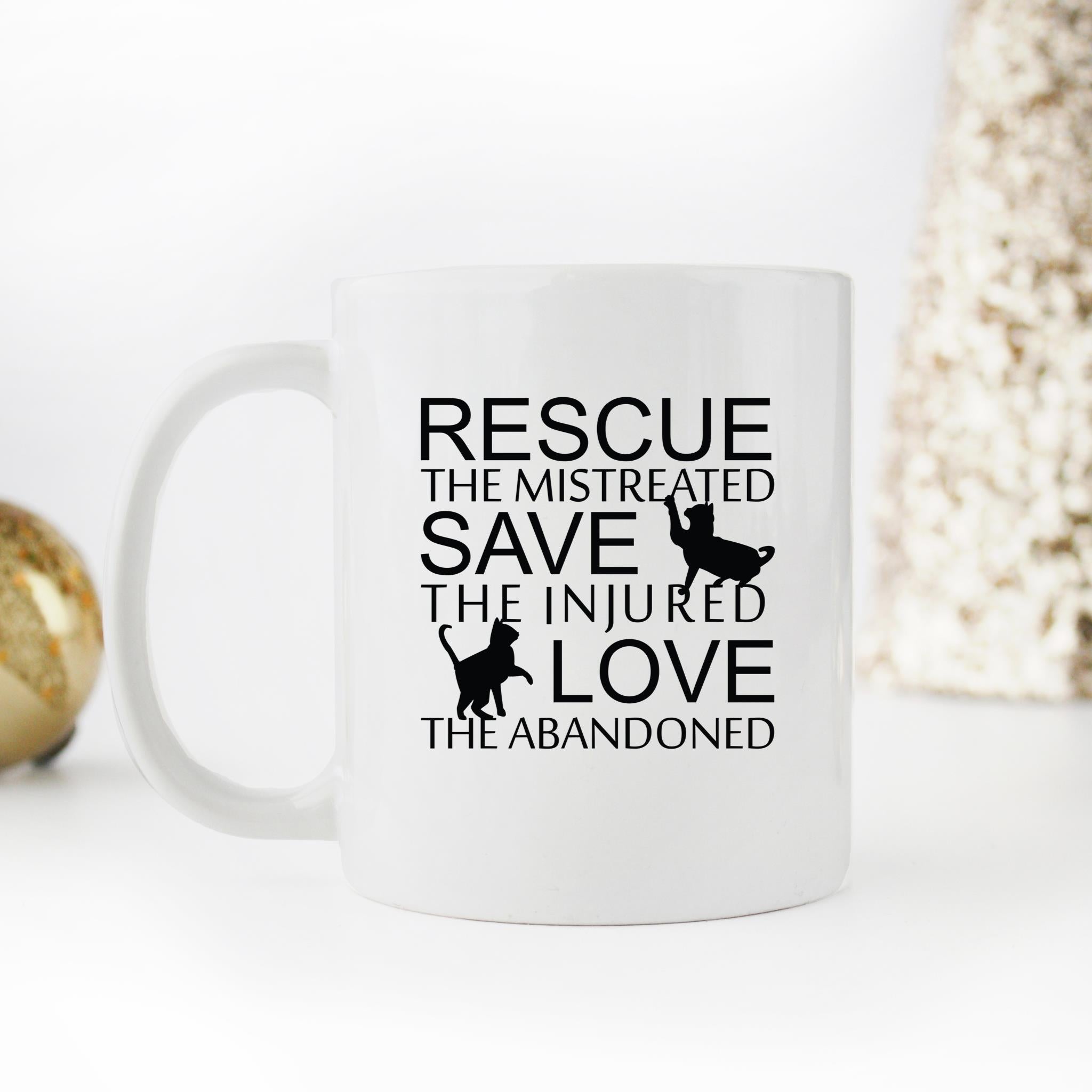 Skitongifts Funny Ceramic Novelty Coffee Mug Rescue The Mistreated Save The Injured j2EOs4U