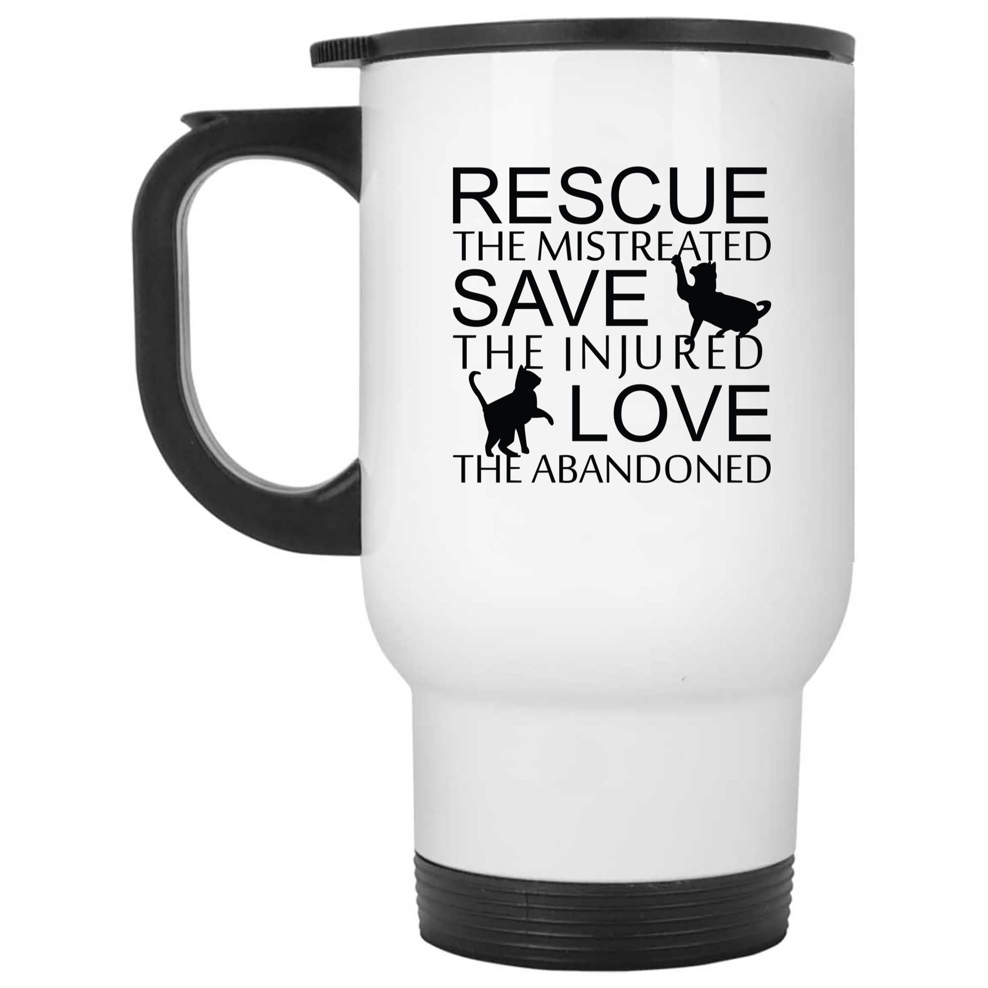 Skitongifts Funny Ceramic Novelty Coffee Mug Rescue The Mistreated Save The Injured Love The Abandoned Best Funny Cat