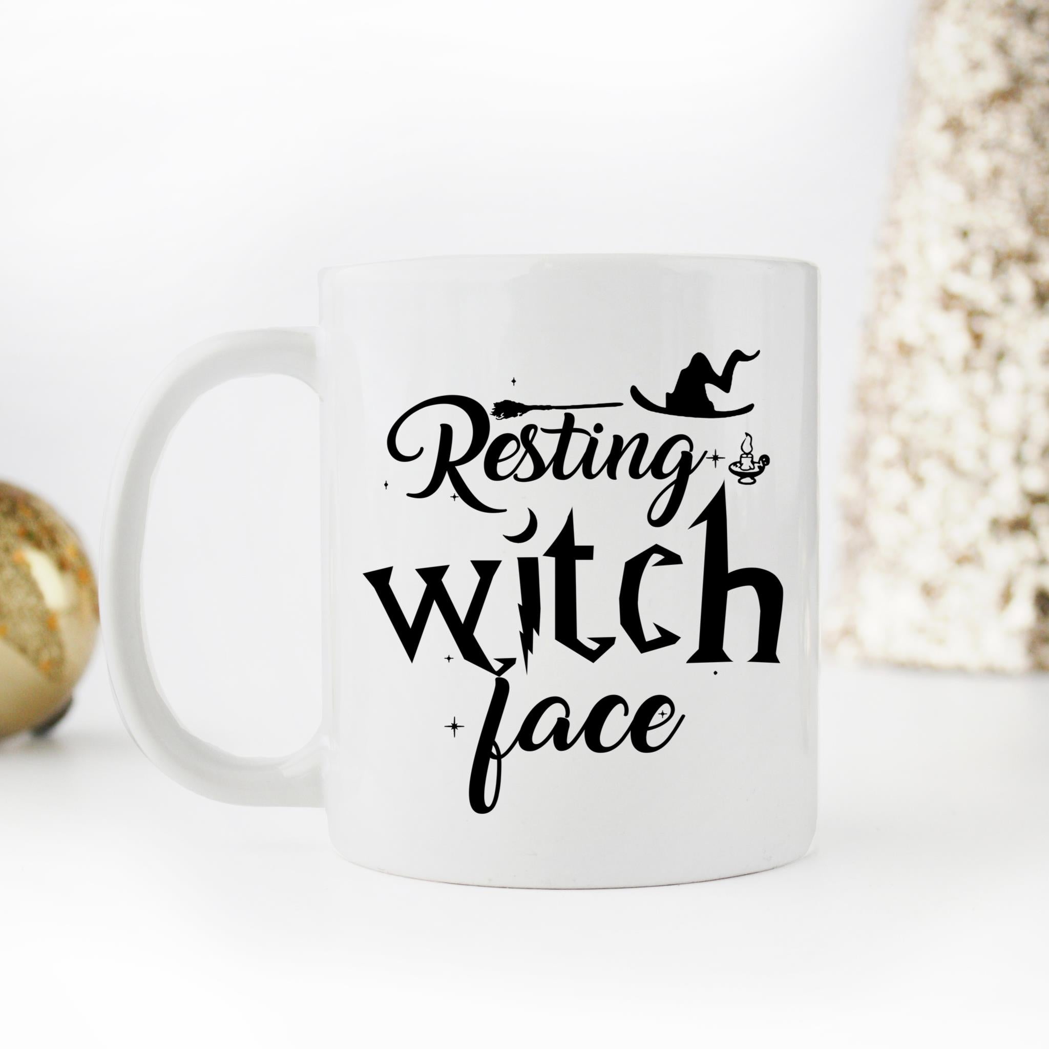 Skitongifts Coffee Mug Funny Ceramic Novelty Resting Witch Face-White(1) vnKiQuP