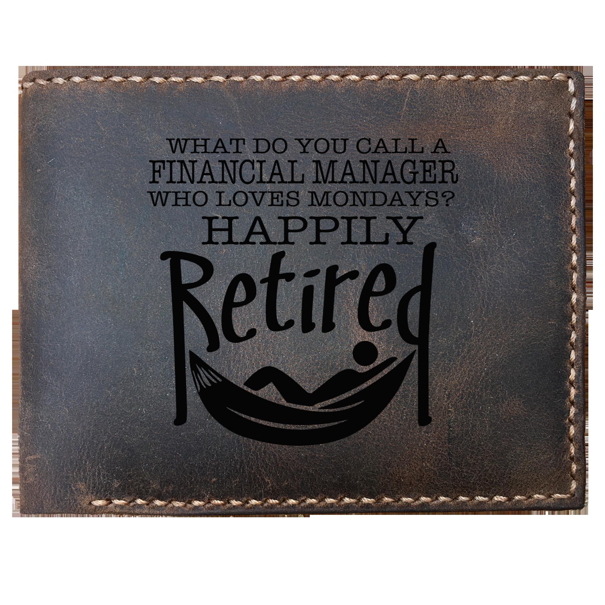 Funny Skitongifts Custom Laser Engraved Bifold Leather Wallet Vintage, Minimalist Wallet Retirement For Financial Manager