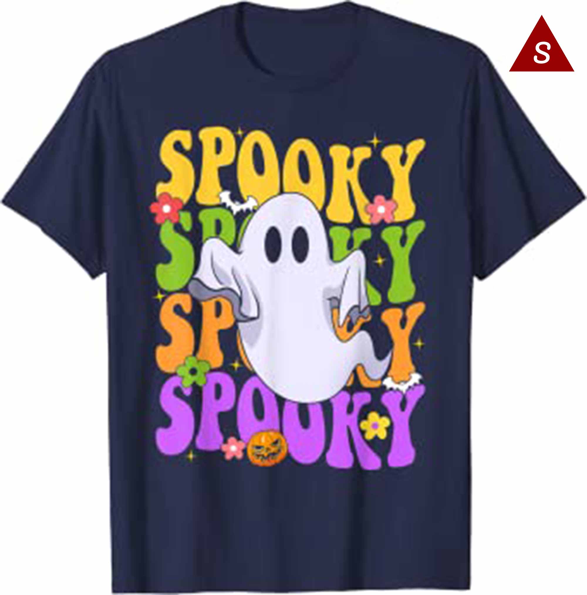 Skitongift Retro Groovy Ghost Halloween Costume Shirts Spooky Vibes T Shirt