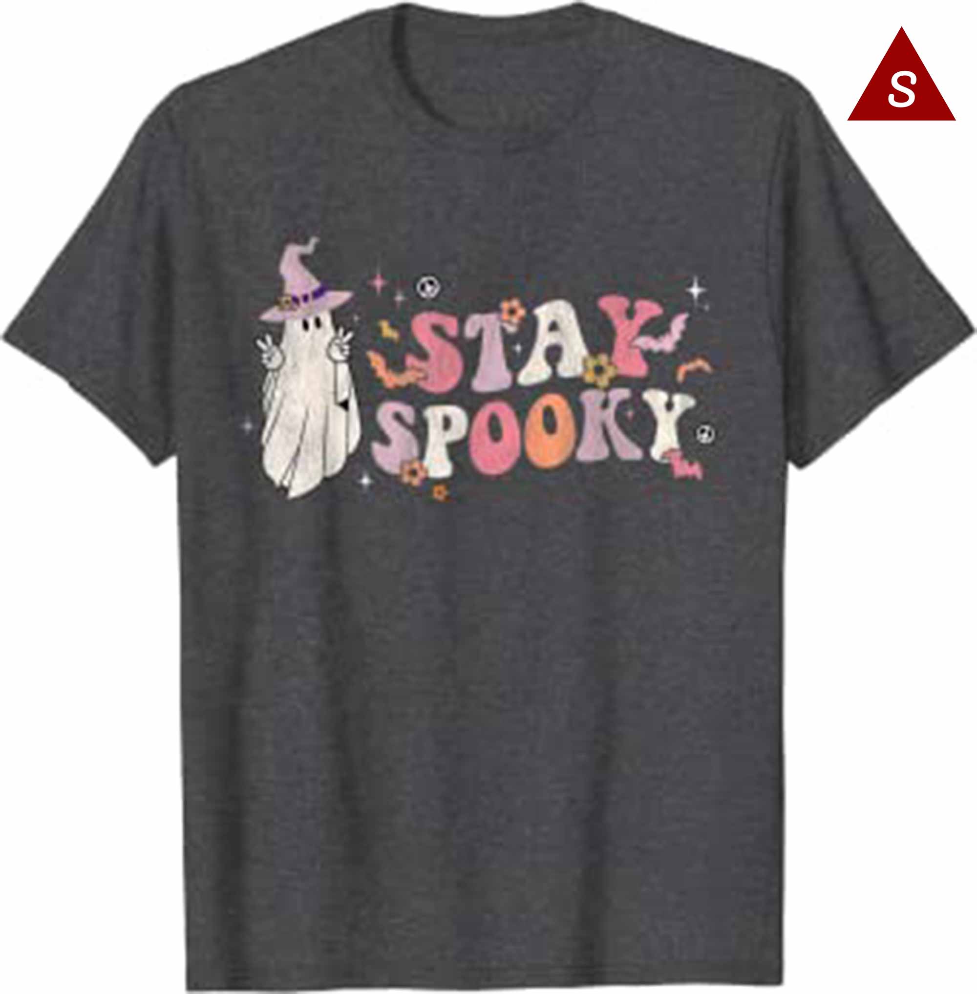 Skitongift Retro Groovy Stay Spooky Peace Hippie Halloween Floral Ghost T Shirt