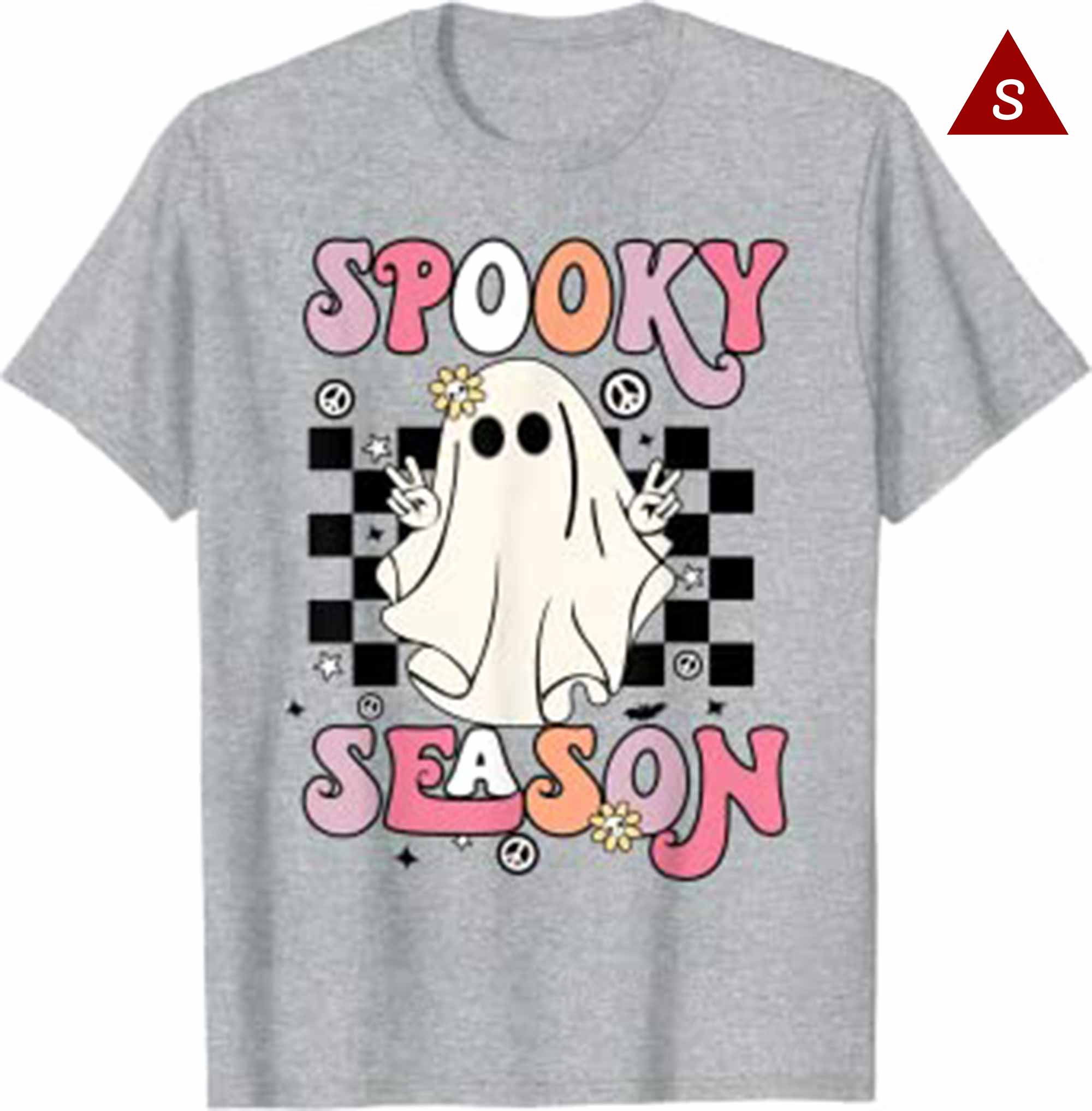 Retro Hippie Halloween Cute Ghost Spooky Season Women Kids T Shirt