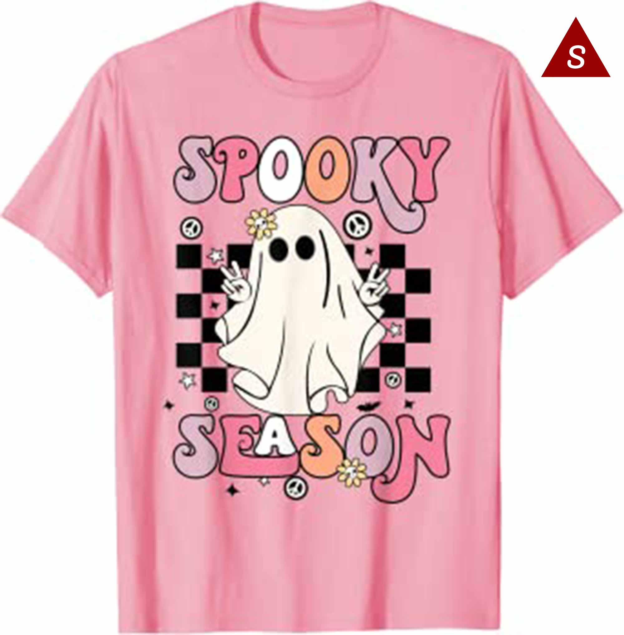 Skitongift Retro Hippie Halloween Cute Ghost Spooky Season Women Kids T Shirt