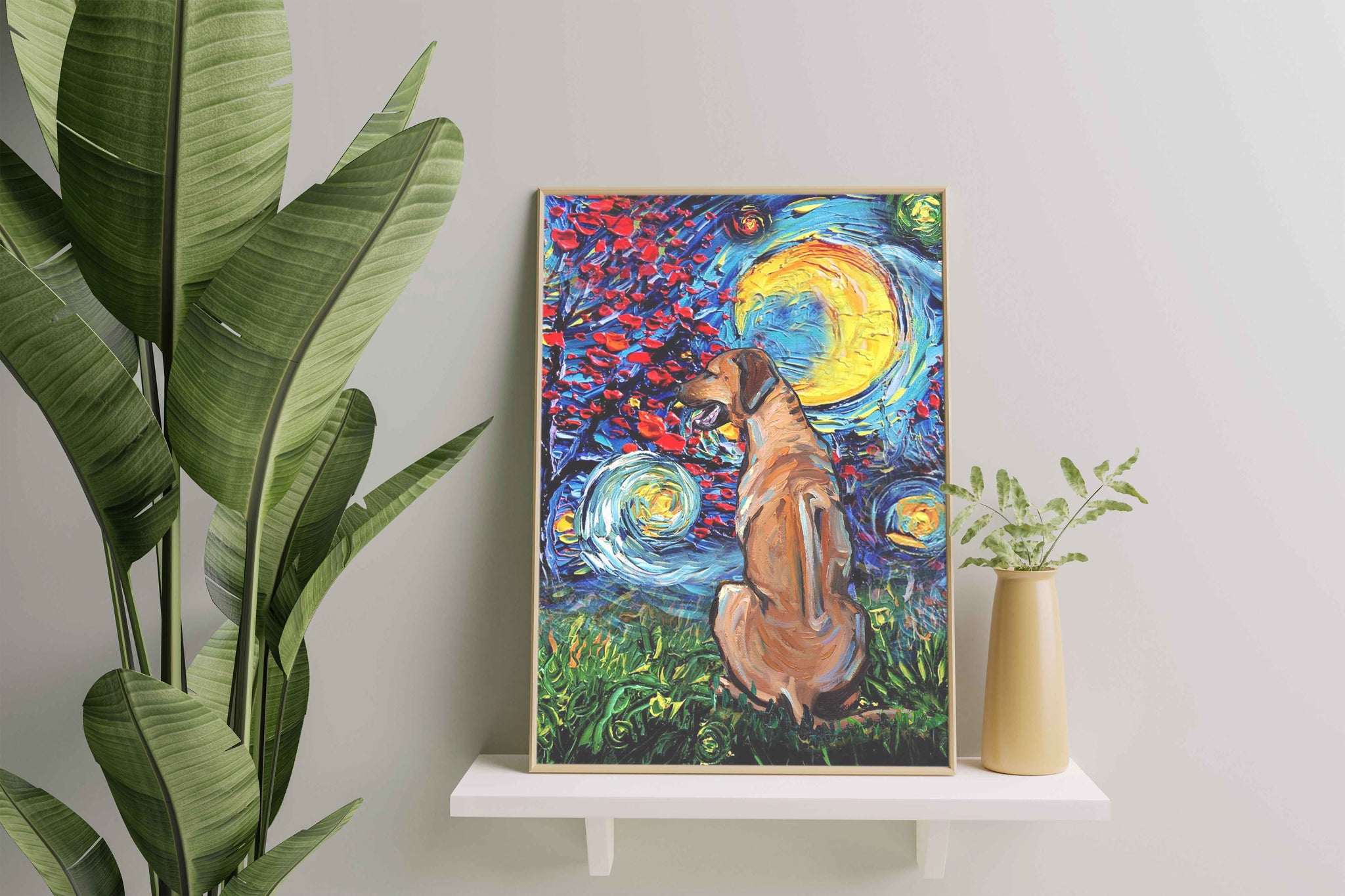 Skitongifts Poster No Frame, Wall Art, Home Decor Rhodesian Ridgeback Dog Starry Night Style Halloween-TT1008